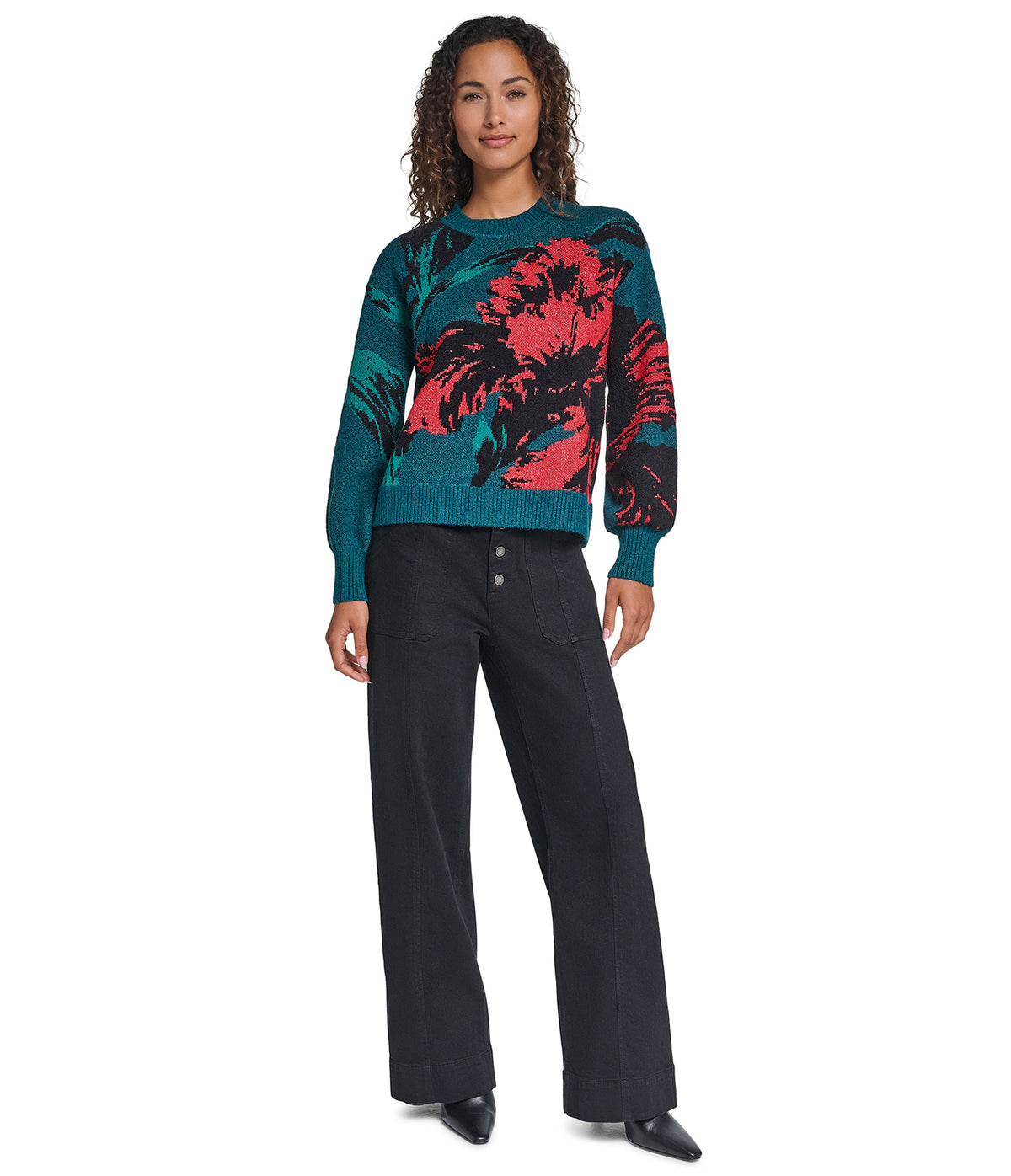 FLORAL PRINT CREW NECK SWEATER VIEW 6 FLORAL PRINT CREW NECK SWEATER VIEW 6