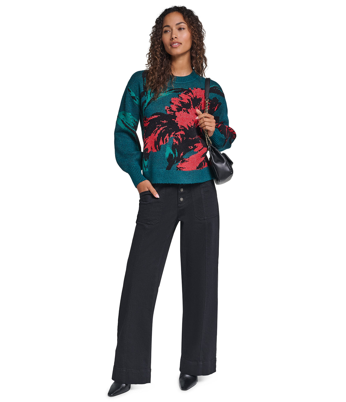 FLORAL PRINT CREW NECK SWEATER VIEW 5 FLORAL PRINT CREW NECK SWEATER VIEW 5