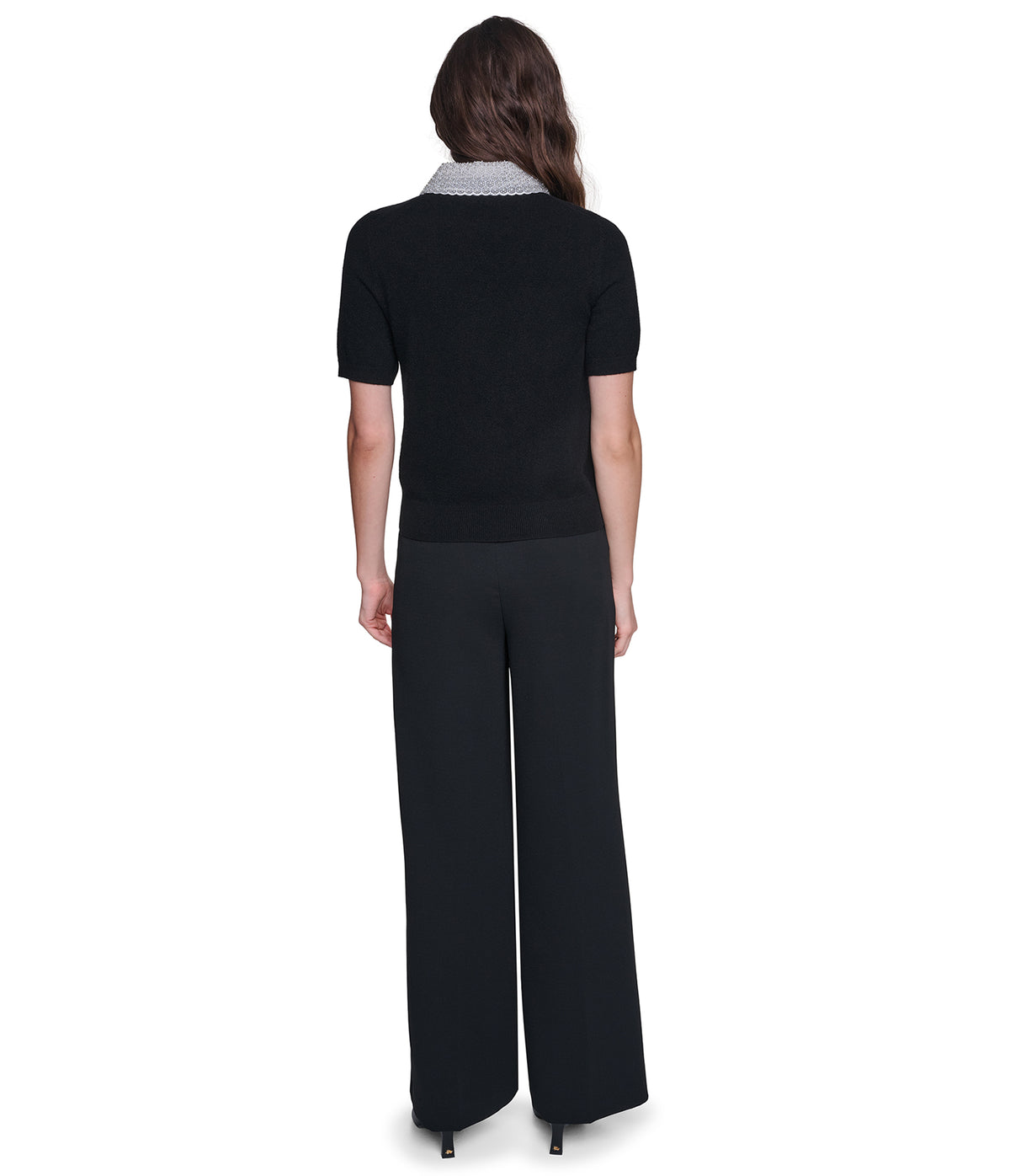 SHORT SLEEVE EMBELLESHED COLLARED TOP VIEW 5 SHORT SLEEVE EMBELLESHED COLLARED TOP VIEW 5