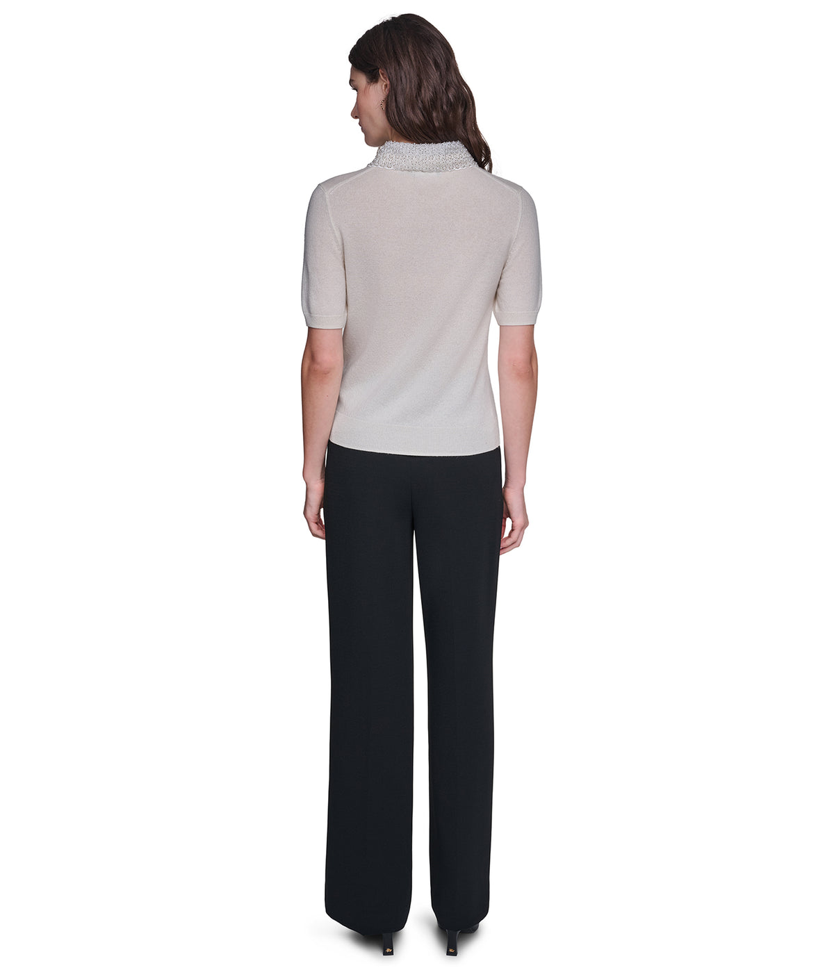 SHORT SLEEVE EMBELLESHED COLLARED TOP VIEW 2 SHORT SLEEVE EMBELLESHED COLLARED TOP VIEW 2