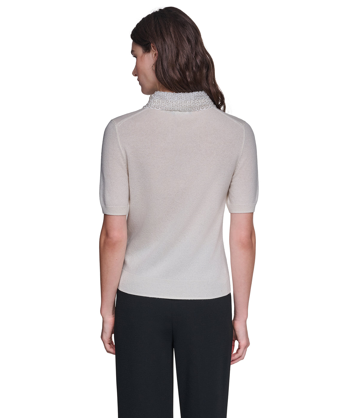 SHORT SLEEVE EMBELLESHED COLLARED TOP VIEW 5 SHORT SLEEVE EMBELLESHED COLLARED TOP VIEW 5