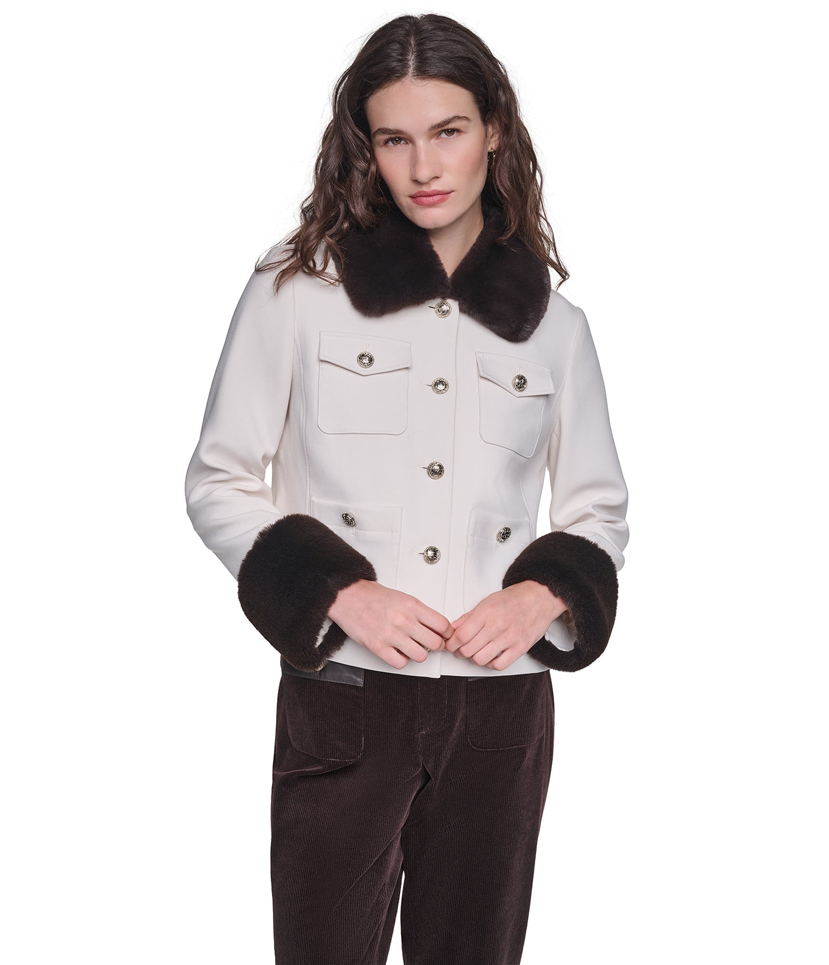 FUR COLLAR TRIM JACKET VIEW 2 FUR COLLAR TRIM JACKET VIEW 2