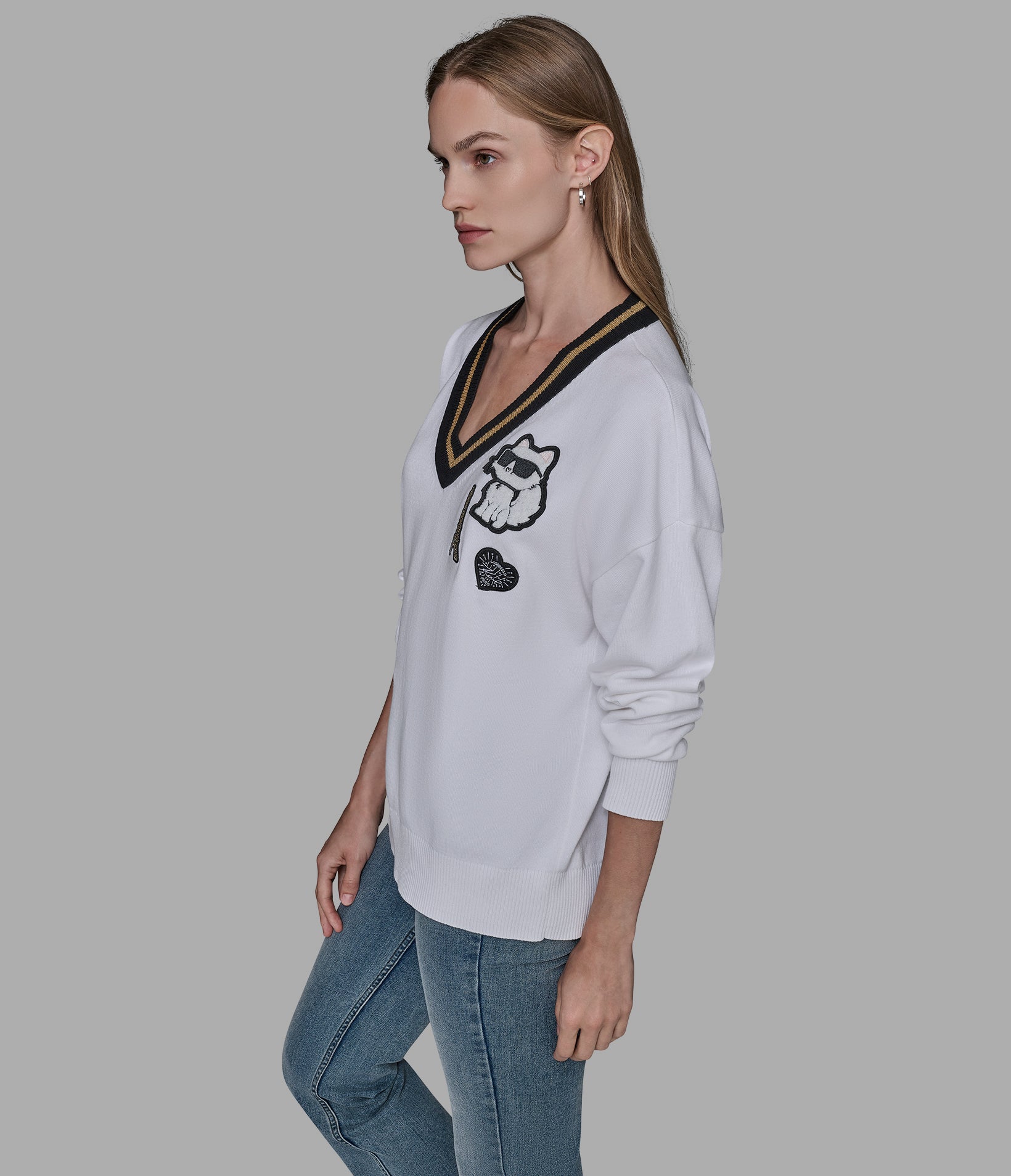 VARSITY SWEATER WITH PATCHES VIEW 4 VARSITY SWEATER WITH PATCHES VIEW 4