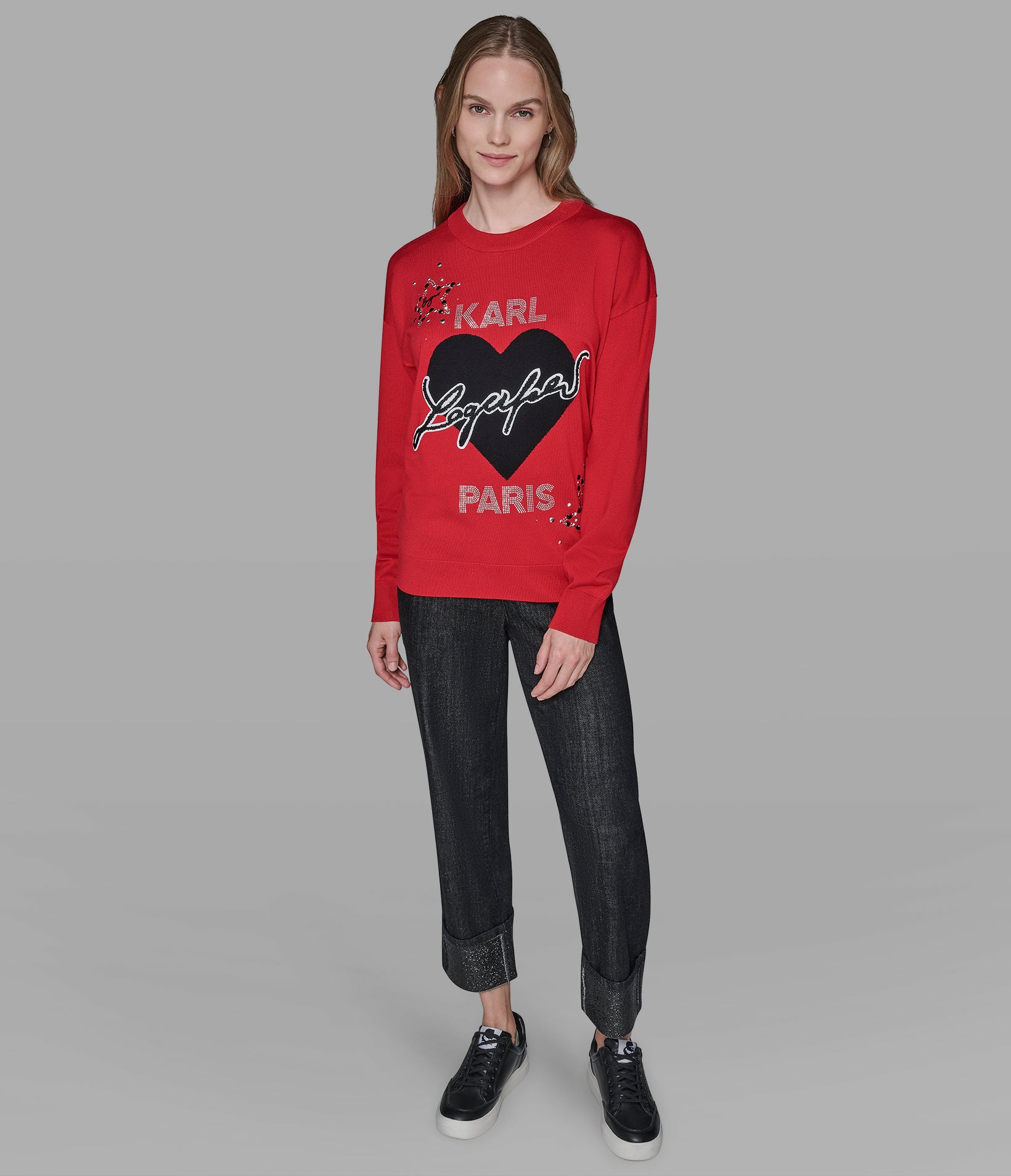 WHIMSY KARL HEART EMBELLISHED SWEATER VIEW 3 WHIMSY KARL HEART EMBELLISHED SWEATER VIEW 3