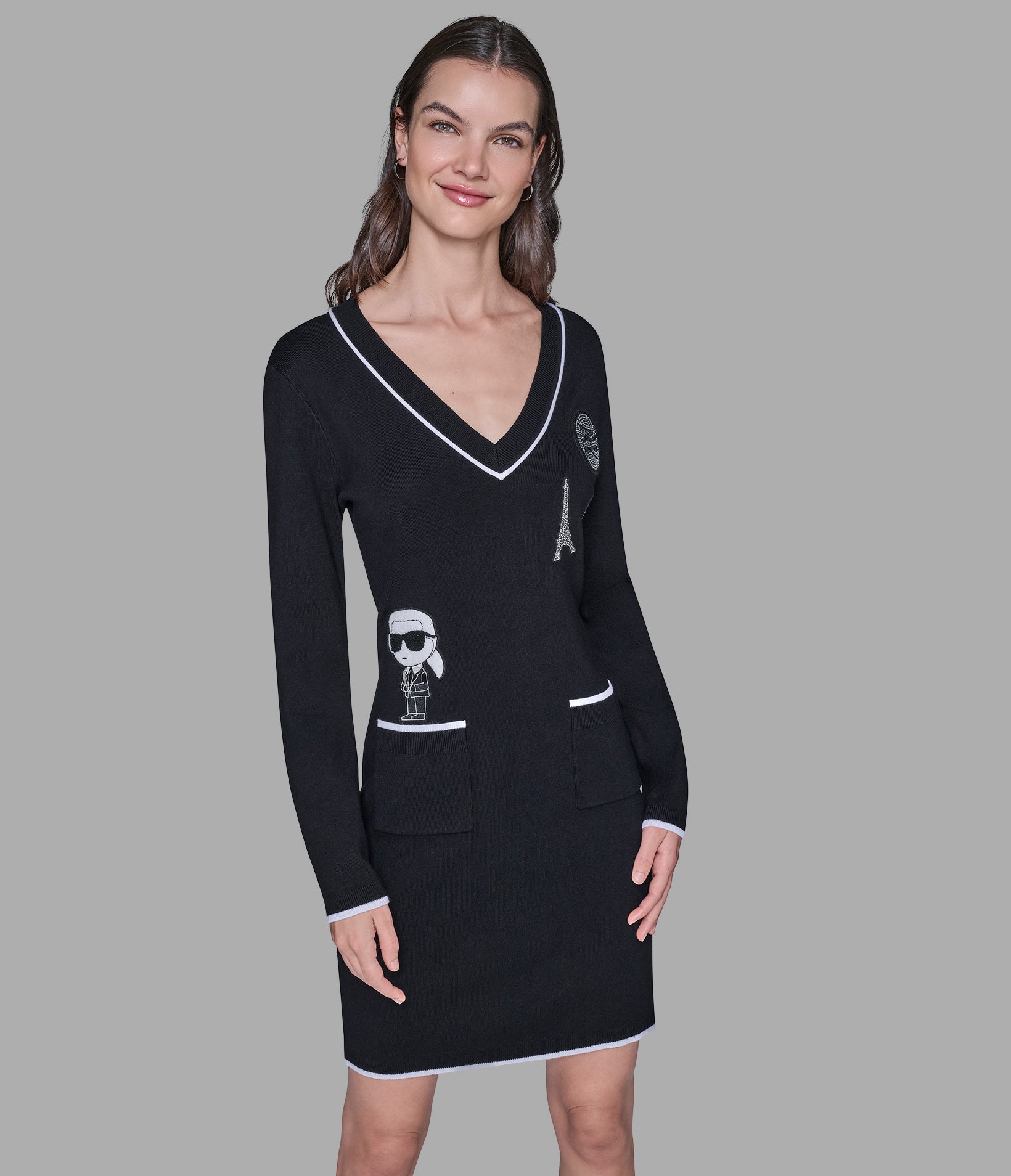 SWEATER DRESS WITH PATCH VIEW 4 | Women's Sale SWEATER DRESS WITH PATCH VIEW 4 | Women's Sale