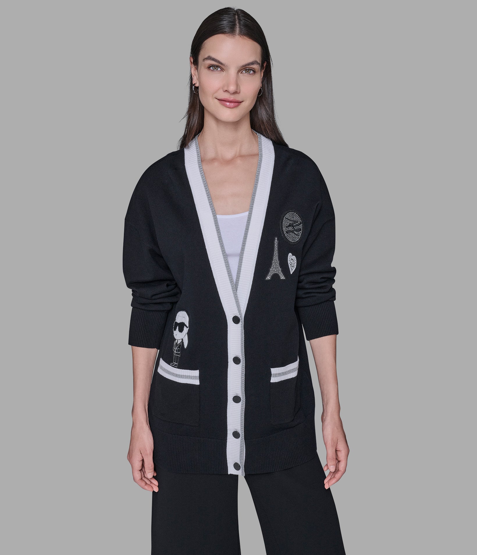 VARSITY CARDIGAN WITH PATCHES View 1 | Women's Clothing VARSITY CARDIGAN WITH PATCHES View 1 | Women's Clothing
