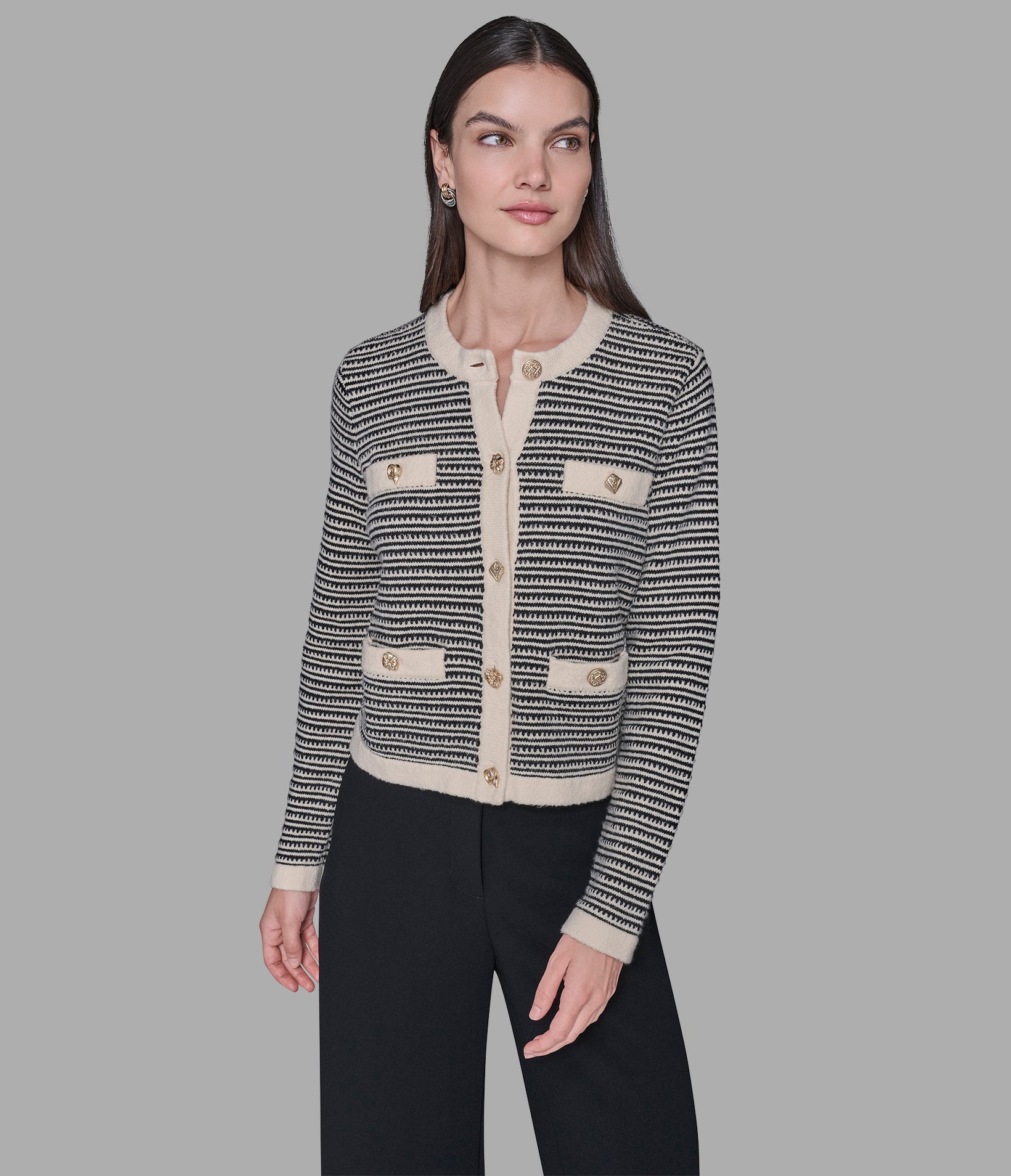 Cropped Textured Cardigan | Sweaters & Tops | Karl Lagerfeld Paris