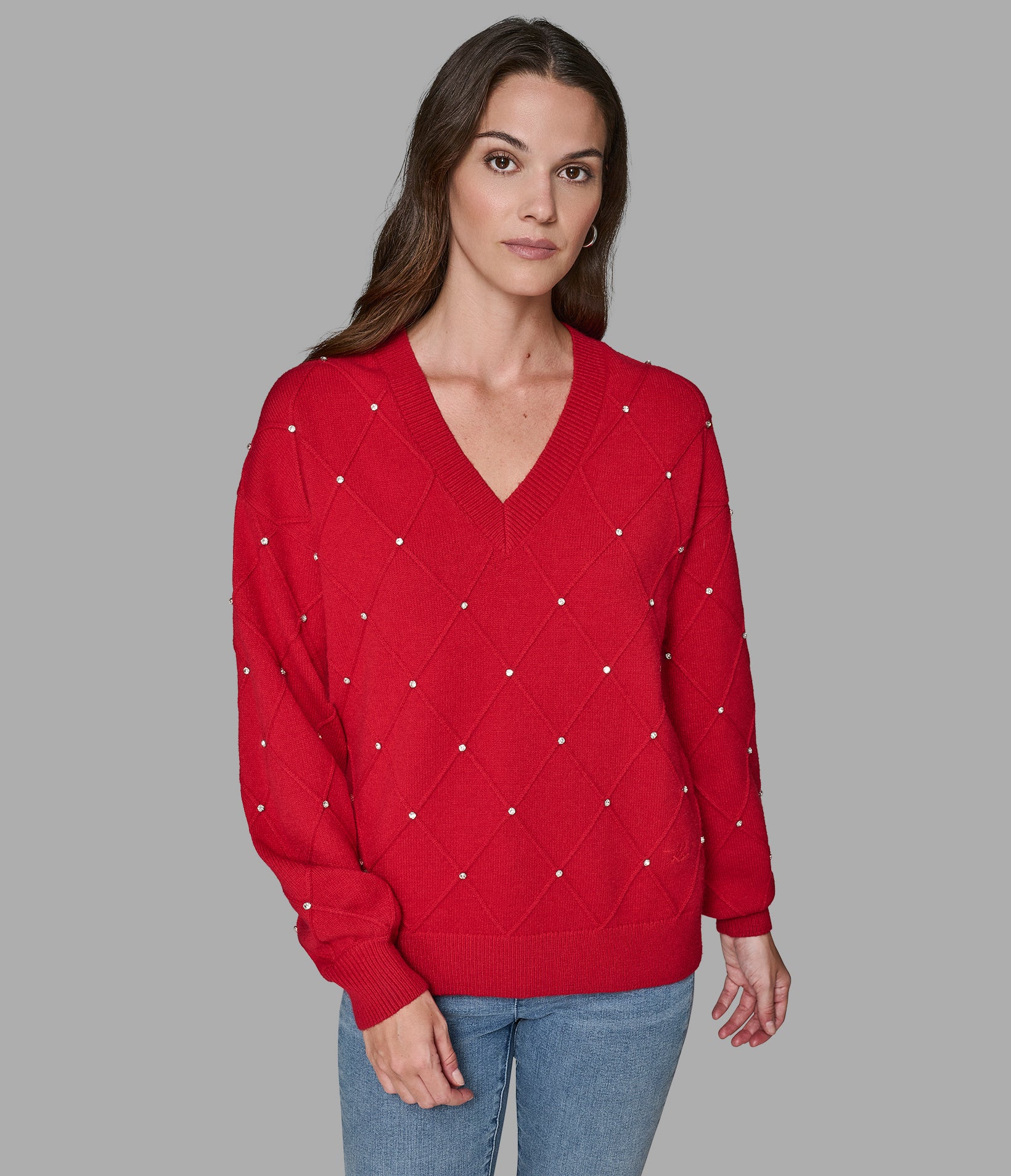 PEARL V-NECK SWEATER View 1 | Valentine's Day Shop PEARL V-NECK SWEATER View 1 | Valentine's Day Shop