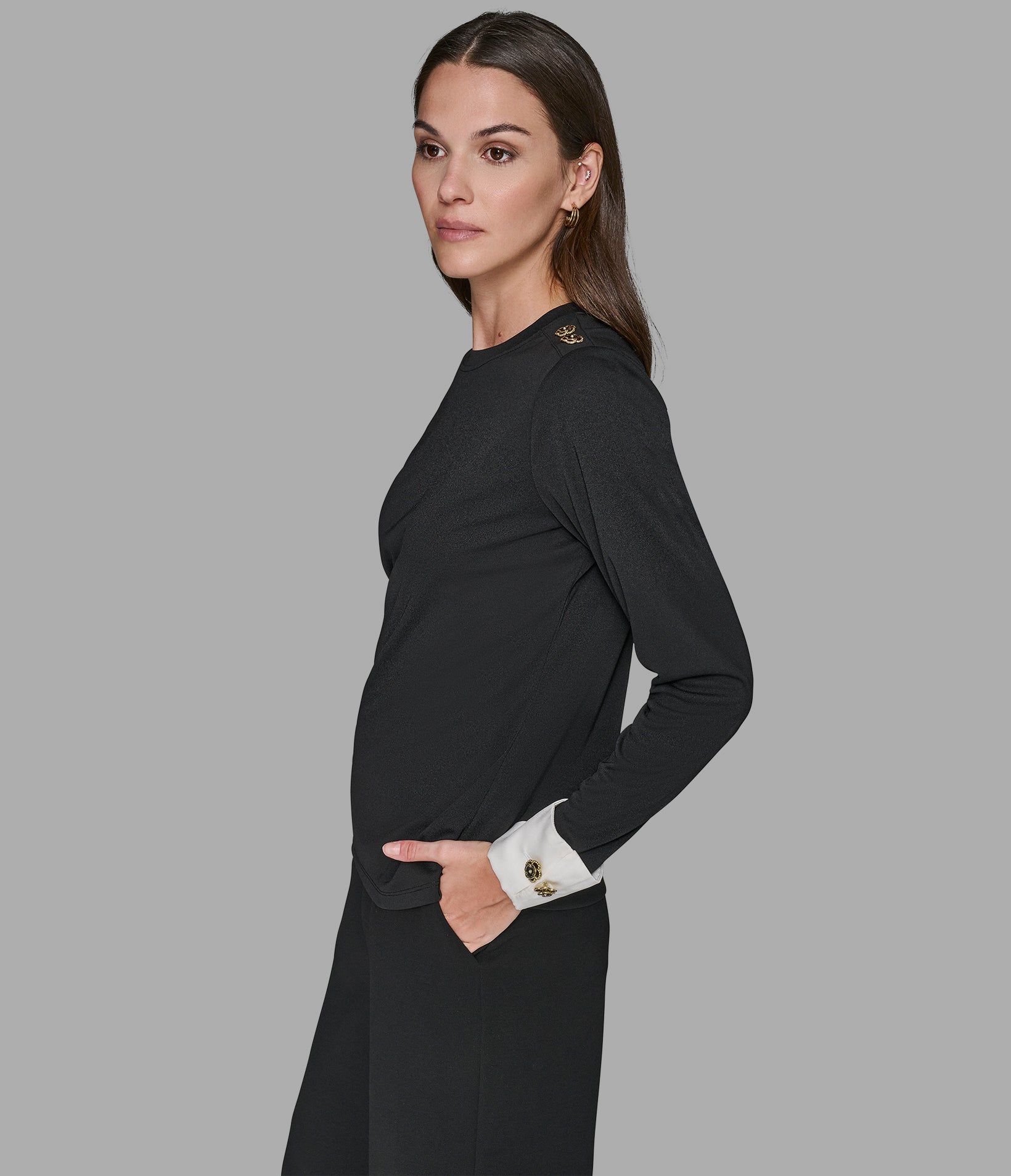 KNIT TOP WITH FLORAL BUTTONS VIEW 4 | Women's Tops & Sweaters KNIT TOP WITH FLORAL BUTTONS VIEW 4 | Women's Tops & Sweaters