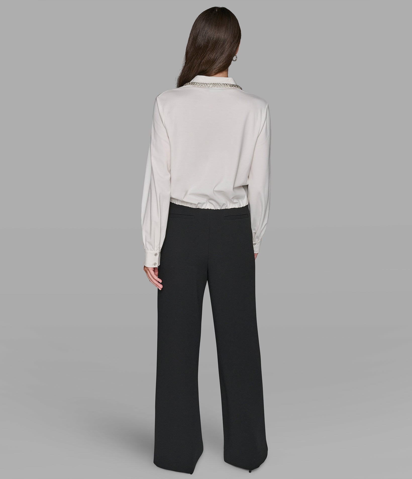 LONG SLEEVE EMBELLISHED SATIN BLOUSE View 2 | Women's Clothing LONG SLEEVE EMBELLISHED SATIN BLOUSE View 2 | Women's Clothing