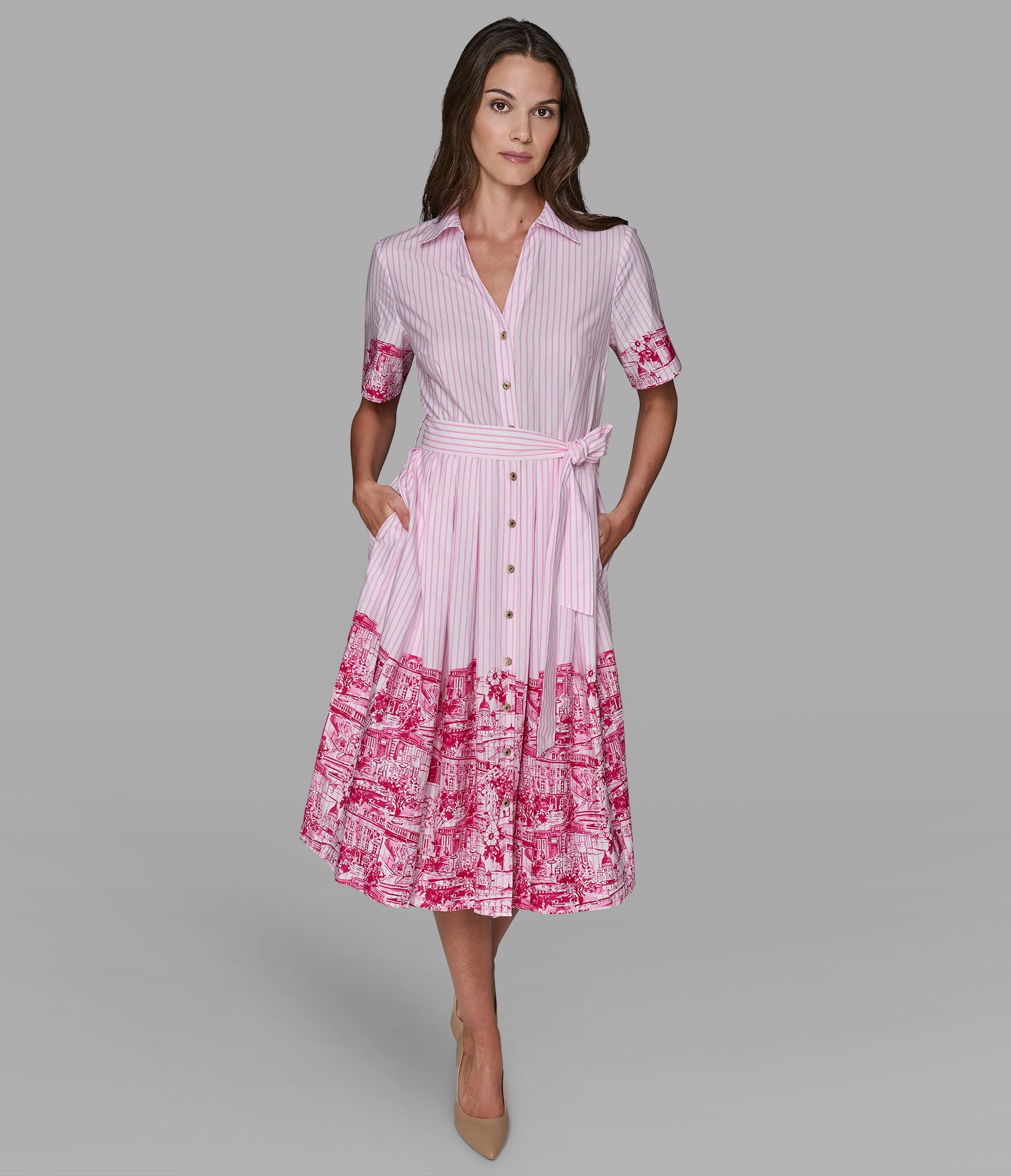 STRIPE PARIS SCENE SHIRT DRESS View 1 | Valentine's Day Shop STRIPE PARIS SCENE SHIRT DRESS View 1 | Valentine's Day Shop