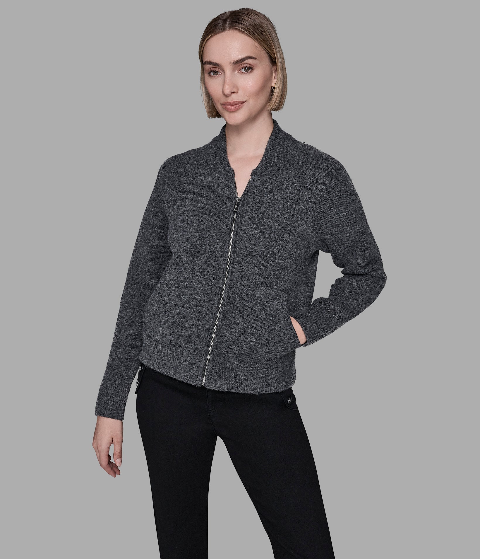 KNIT BOMBER SWEATER VIEW 4 KNIT BOMBER SWEATER VIEW 4