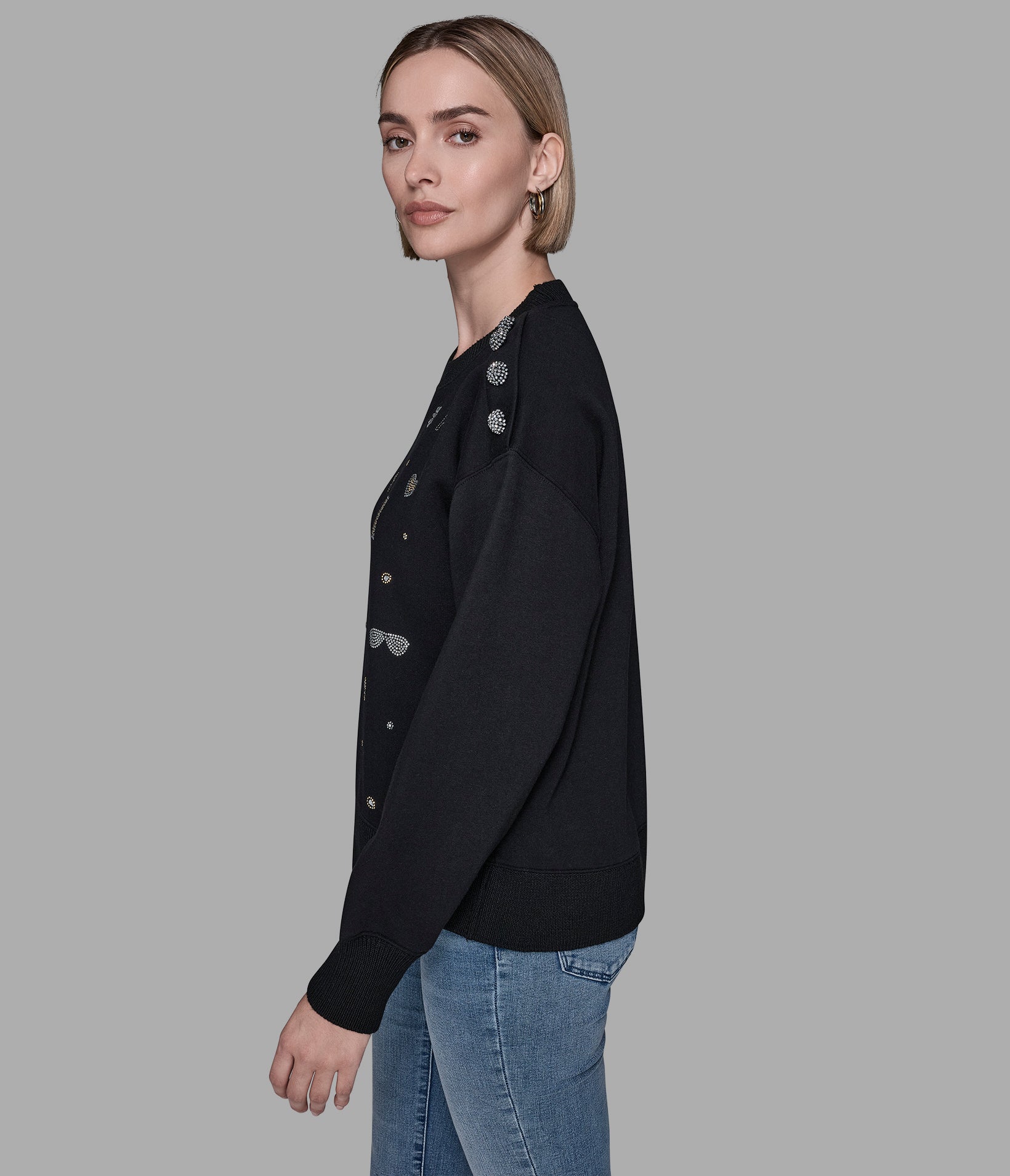 Fleece Whimsy Sweatshirt Black | Athleisure | Karl Lagerfeld Paris