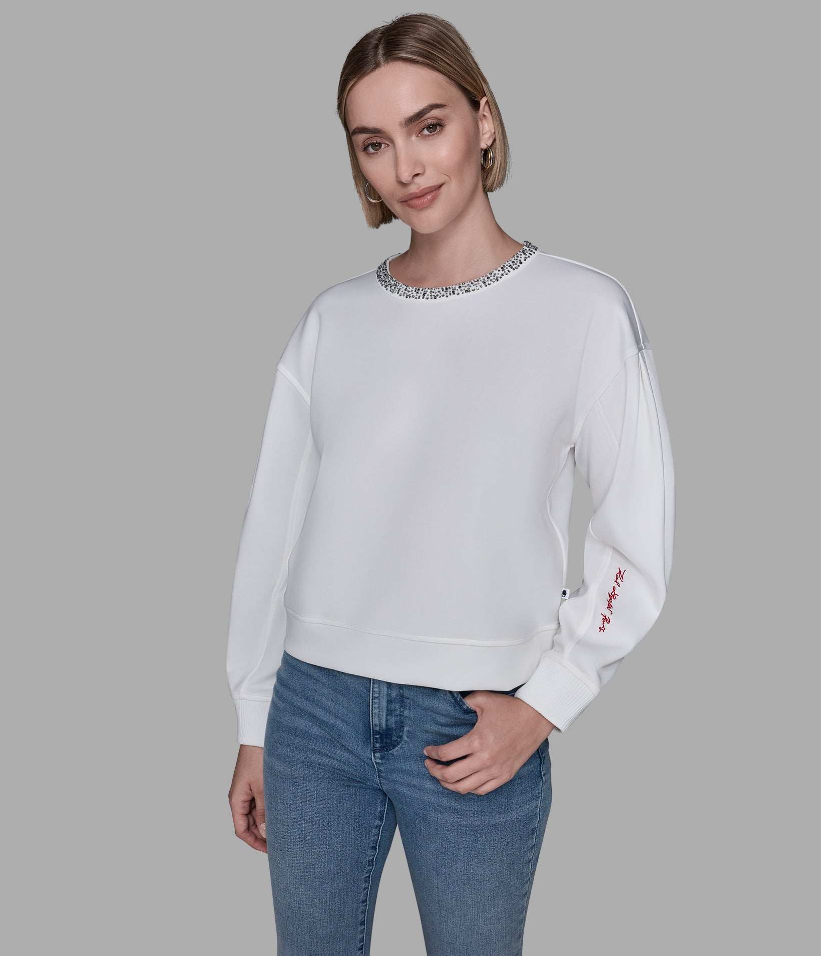 RHINESTONE TRIM SWEATSHIRT View 1 | Products RHINESTONE TRIM SWEATSHIRT View 1 | Products