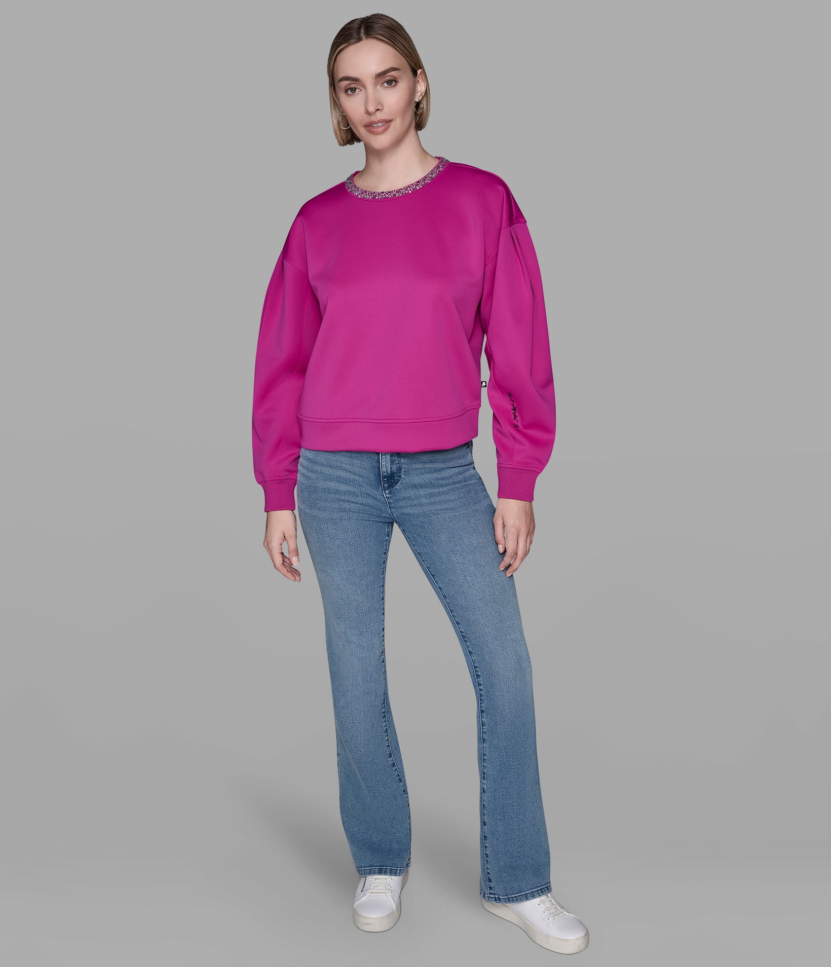 RHINESTONE TRIM SWEATSHIRT VIEW 4 RHINESTONE TRIM SWEATSHIRT VIEW 4