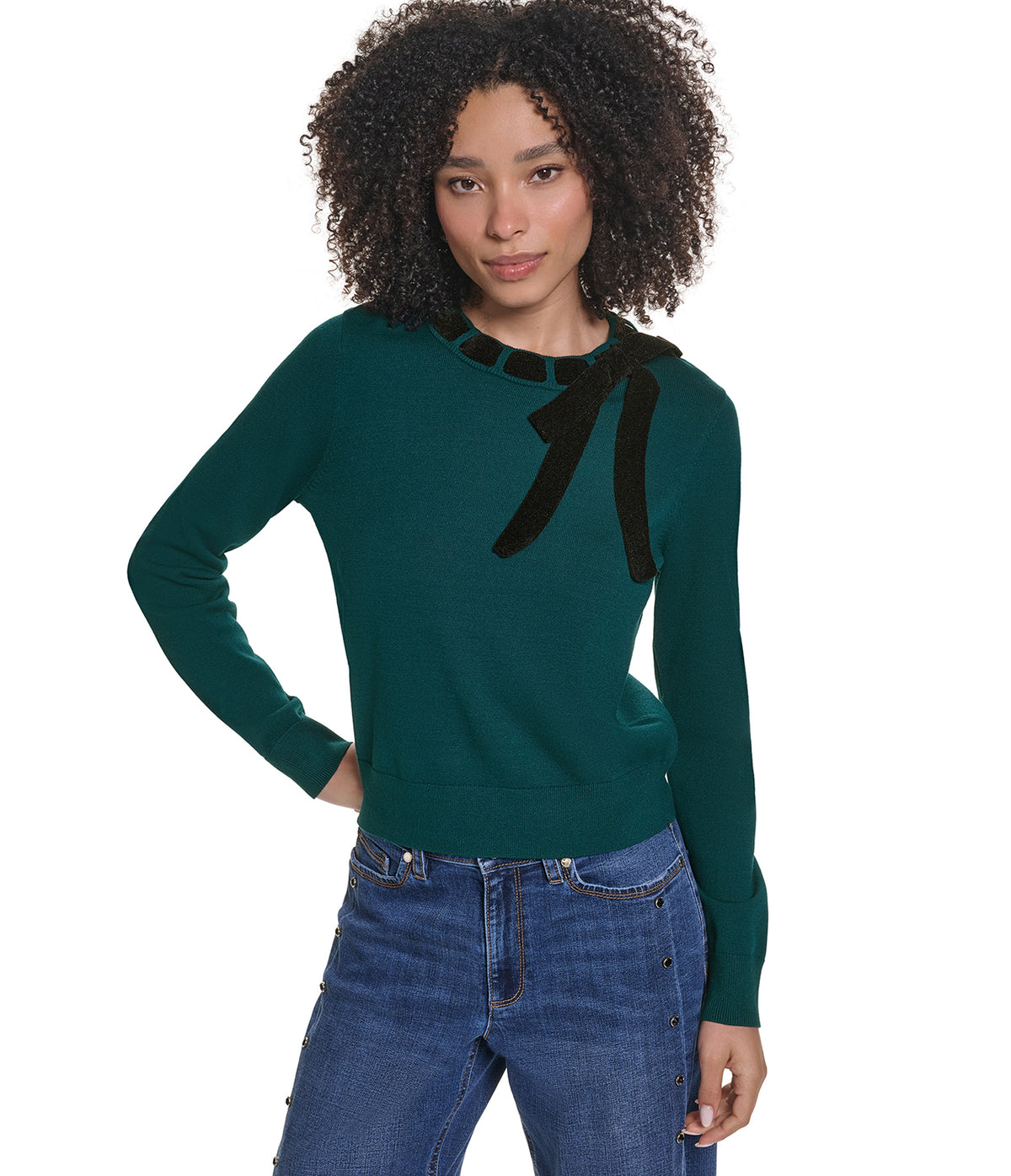 VELVET TIE NECK DETAIL SWEATER View 1 | WOMEN'S FALL COLLECTION VELVET TIE NECK DETAIL SWEATER View 1 | WOMEN'S FALL COLLECTION