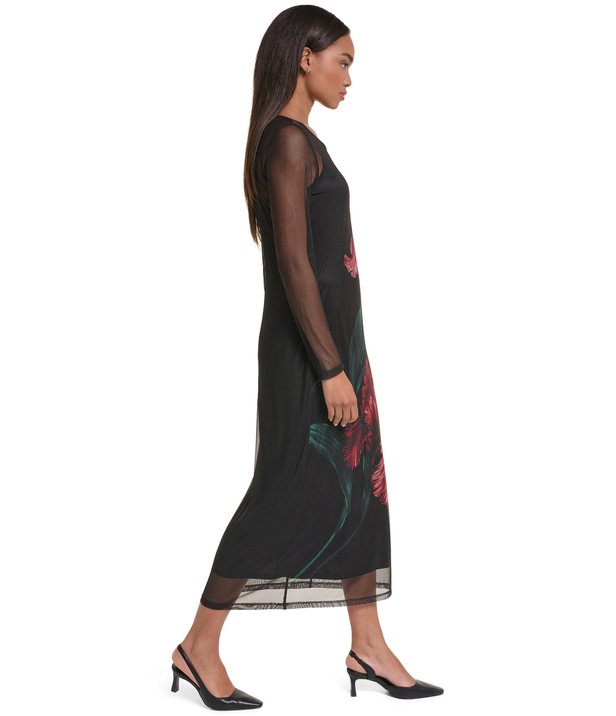 MESH FLORAL PRINT DRESS VIEW 4 MESH FLORAL PRINT DRESS VIEW 4