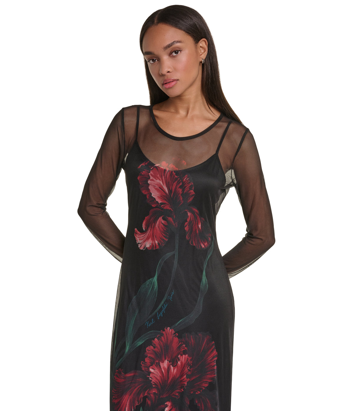 MESH FLORAL PRINT DRESS VIEW 5 MESH FLORAL PRINT DRESS VIEW 5