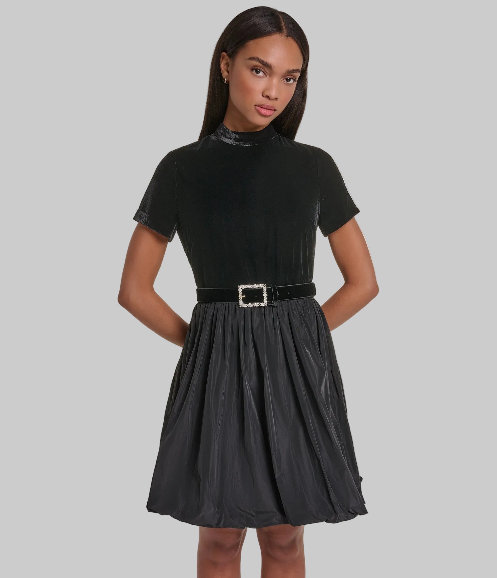 VELVET BELTED MINI DRESS VIEW 3 VELVET BELTED MINI DRESS VIEW 3