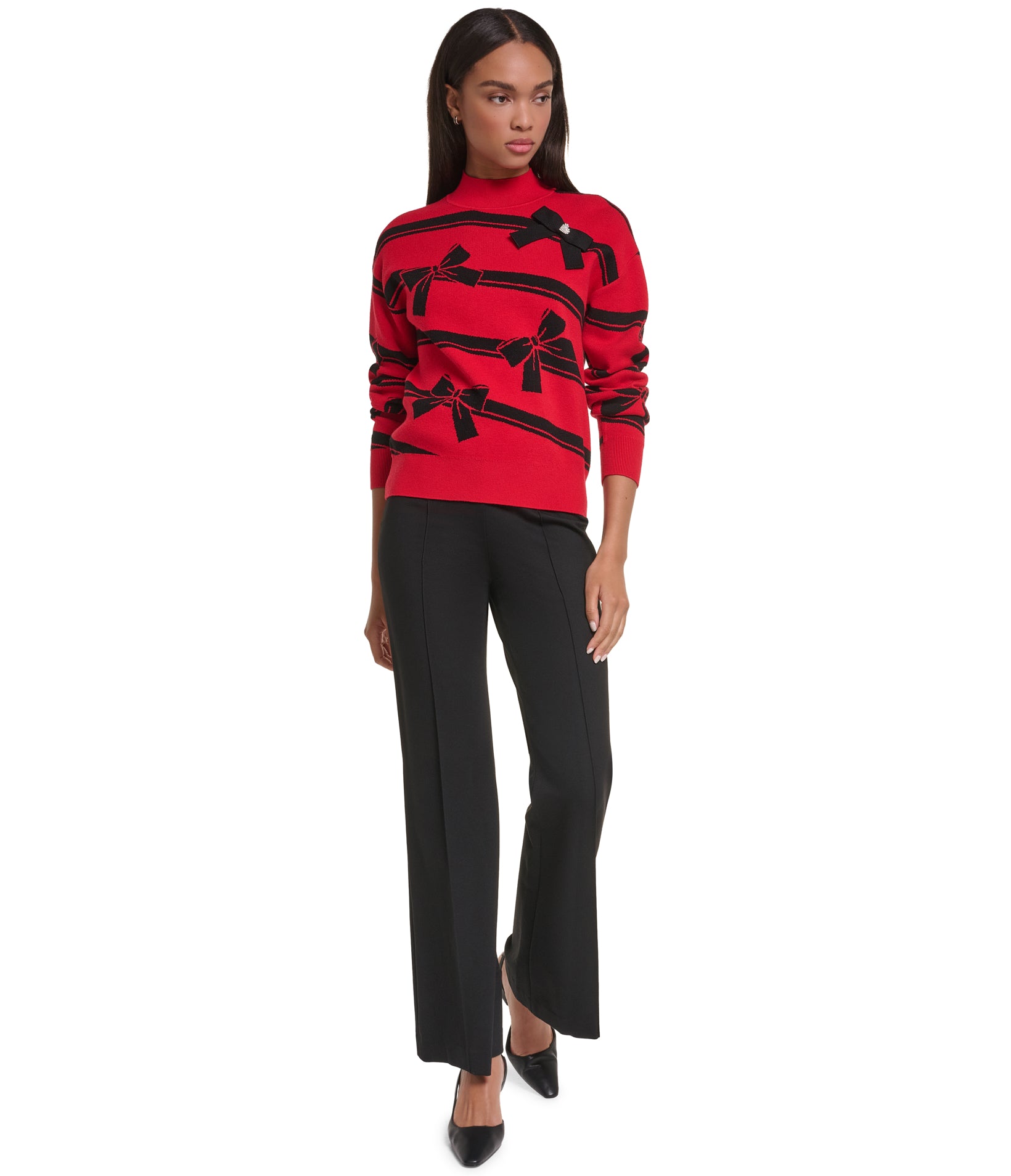 BOW PRINT SWEATER WITH EMBELLSHED GEM VIEW 3 BOW PRINT SWEATER WITH EMBELLSHED GEM VIEW 3