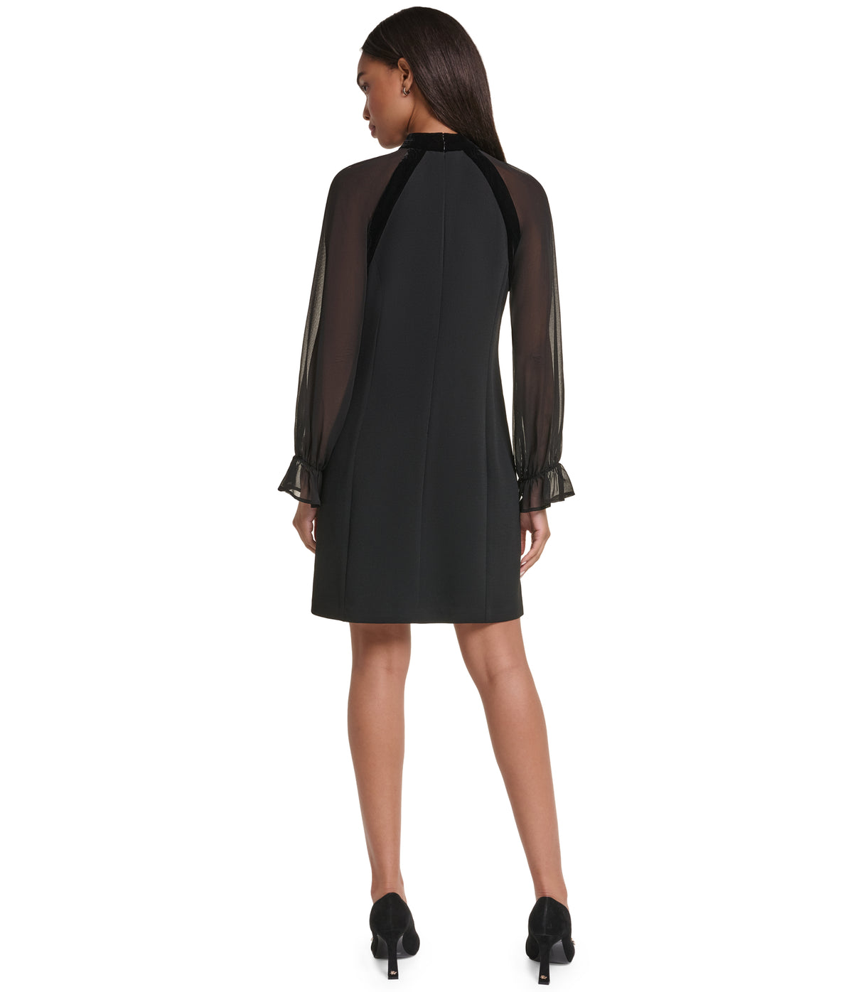 LONG SLEEVE MINI DRESS WITH VELVET BOW VIEW 2 LONG SLEEVE MINI DRESS WITH VELVET BOW VIEW 2