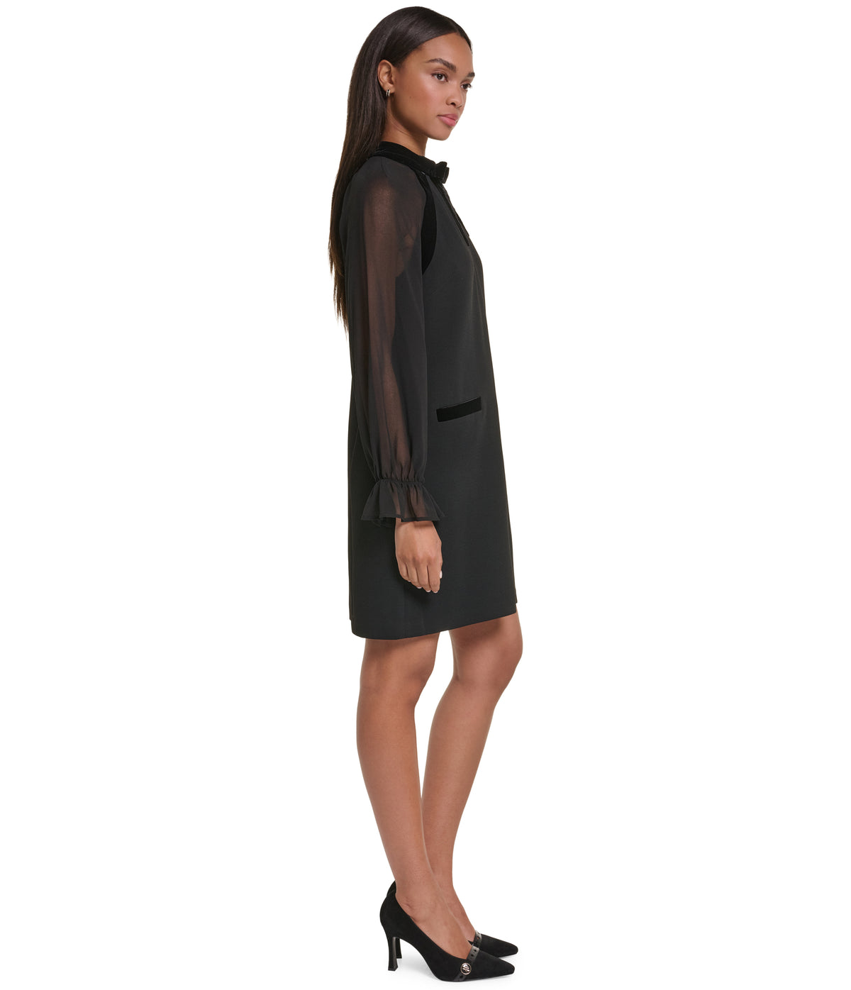 LONG SLEEVE MINI DRESS WITH VELVET BOW VIEW 3 LONG SLEEVE MINI DRESS WITH VELVET BOW VIEW 3