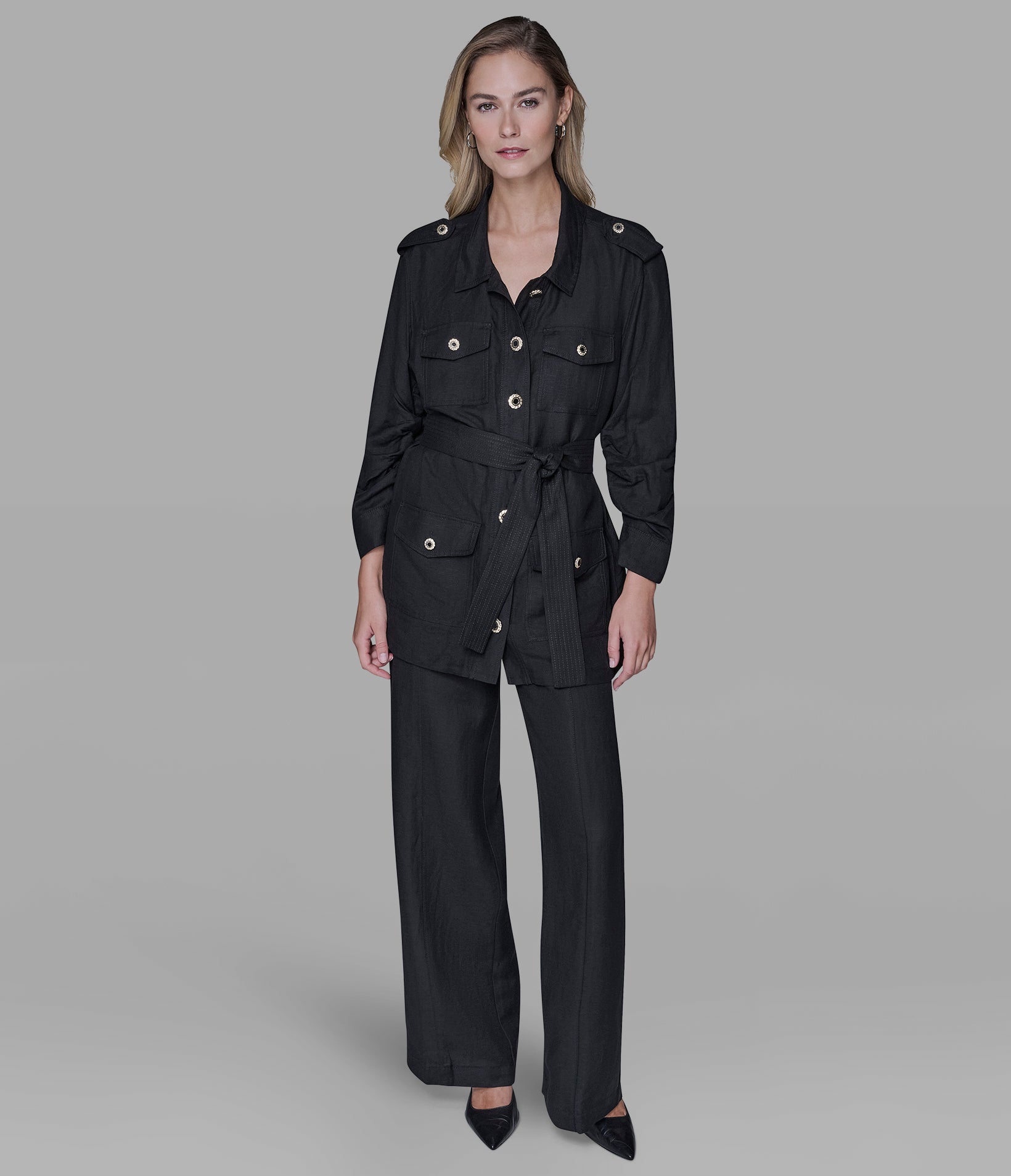 LINEN BLEND BELTED JACKET VIEW 4 | Women's Clothing LINEN BLEND BELTED JACKET VIEW 4 | Women's Clothing