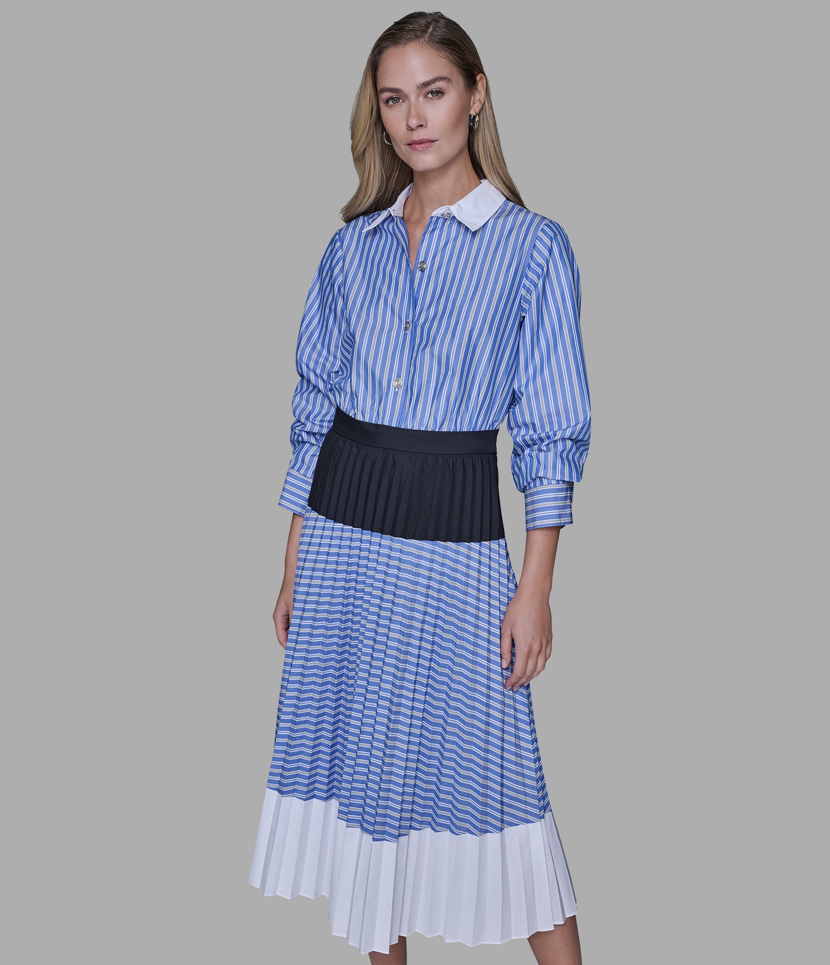 COLORBLOCK POPLIN MIDI DRESS View 1 | Valentine's Day Shop COLORBLOCK POPLIN MIDI DRESS View 1 | Valentine's Day Shop