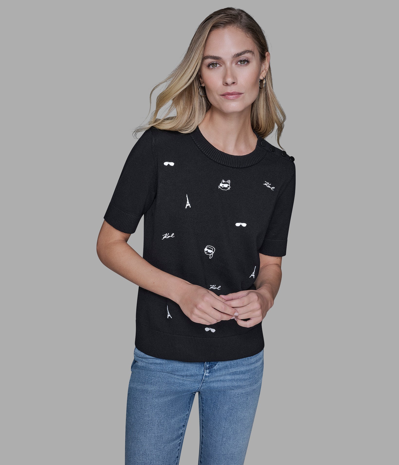 SHORT SLEEVE WHIMSY SWEATER View 1 | Products SHORT SLEEVE WHIMSY SWEATER View 1 | Products