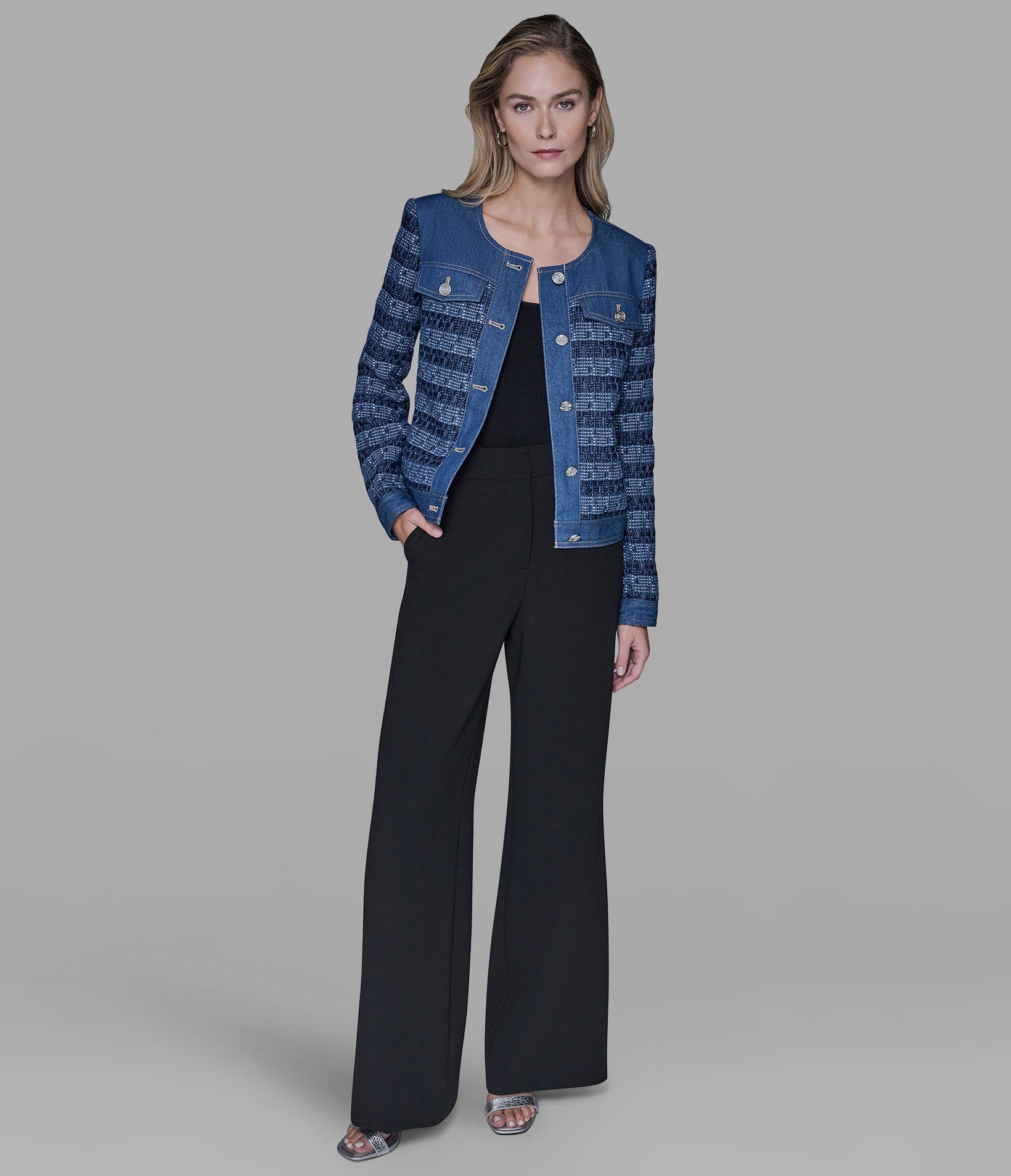 MIXED MEDIA TWEED DENIM JACKET VIEW 5 | Women's Clothing MIXED MEDIA TWEED DENIM JACKET VIEW 5 | Women's Clothing