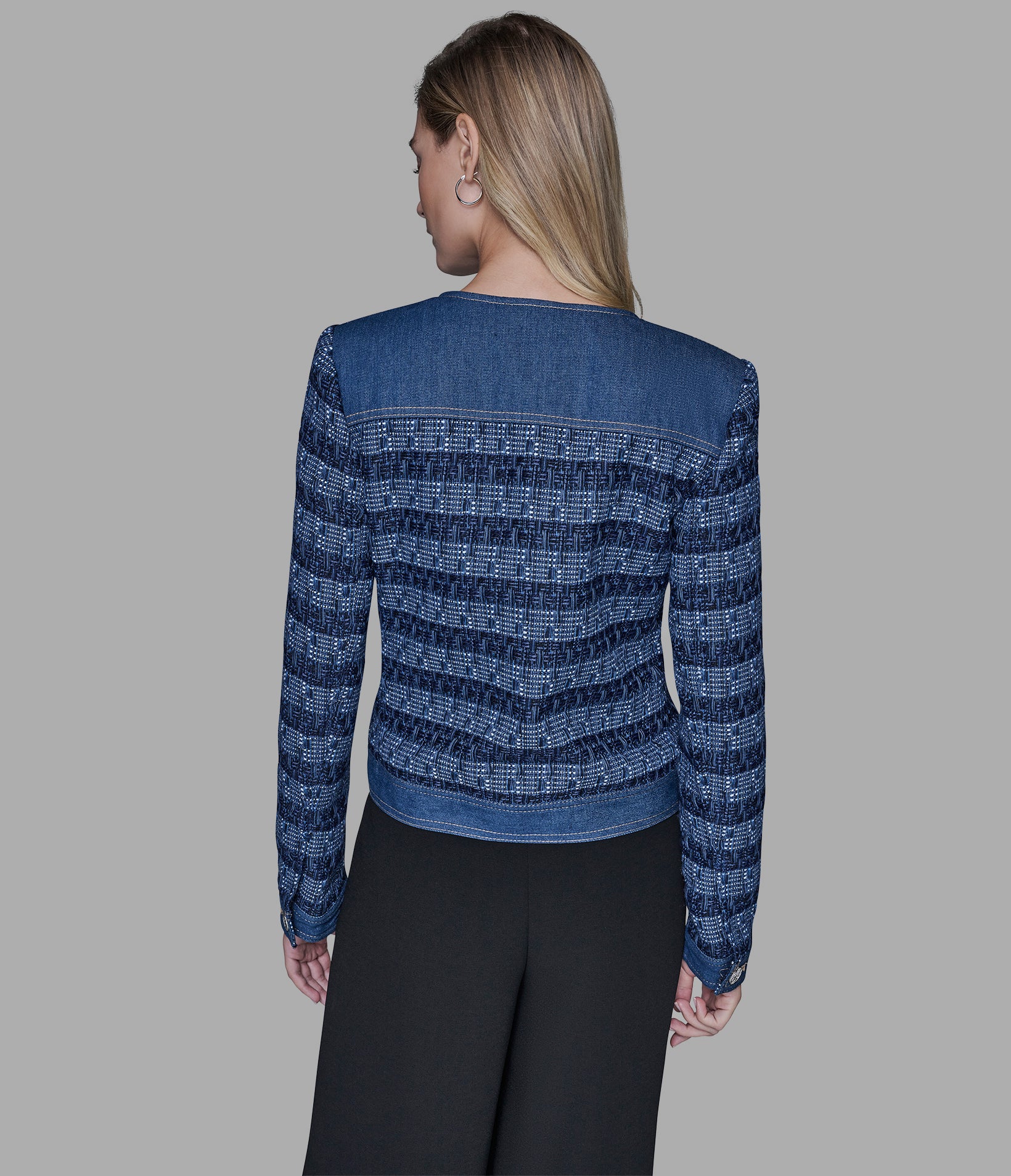 MIXED MEDIA TWEED DENIM JACKET View 2 | Women's Clothing MIXED MEDIA TWEED DENIM JACKET View 2 | Women's Clothing