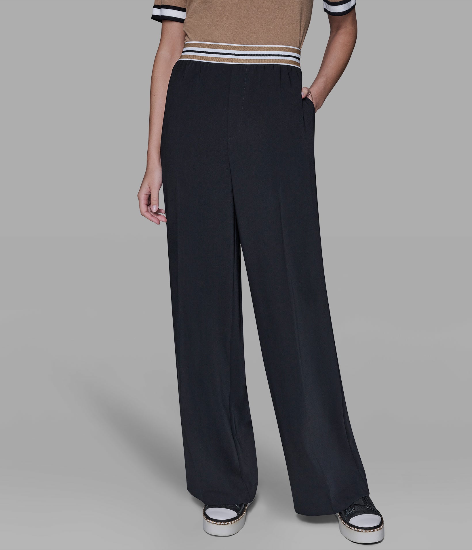 TROUSER WITH LOGO TAPE WAISTBAND View 1 | Women's Clothing TROUSER WITH LOGO TAPE WAISTBAND View 1 | Women's Clothing