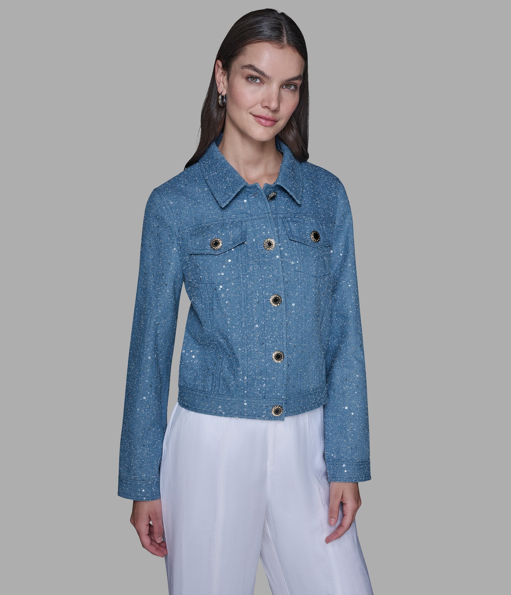 SEQUIN DENIM JACKET View 1 | Women's Clothing SEQUIN DENIM JACKET View 1 | Women's Clothing