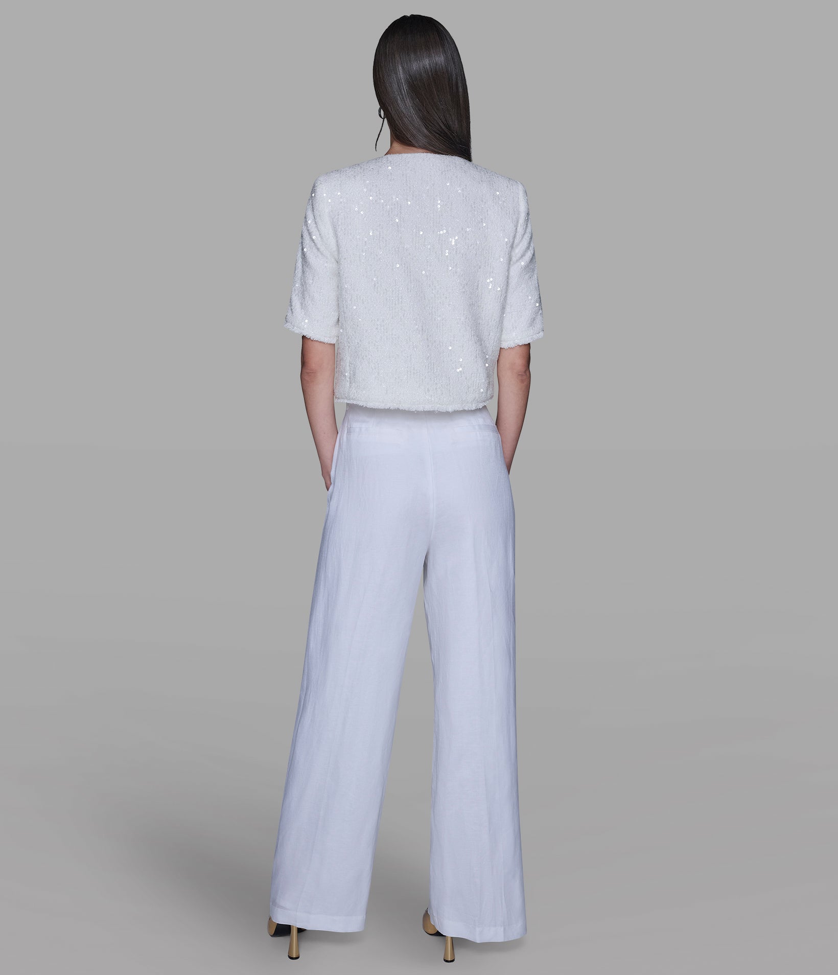 SHORT SLEEVE SHIMMER TWEED JACKET VIEW 5 | Valentine's Day Shop SHORT SLEEVE SHIMMER TWEED JACKET VIEW 5 | Valentine's Day Shop