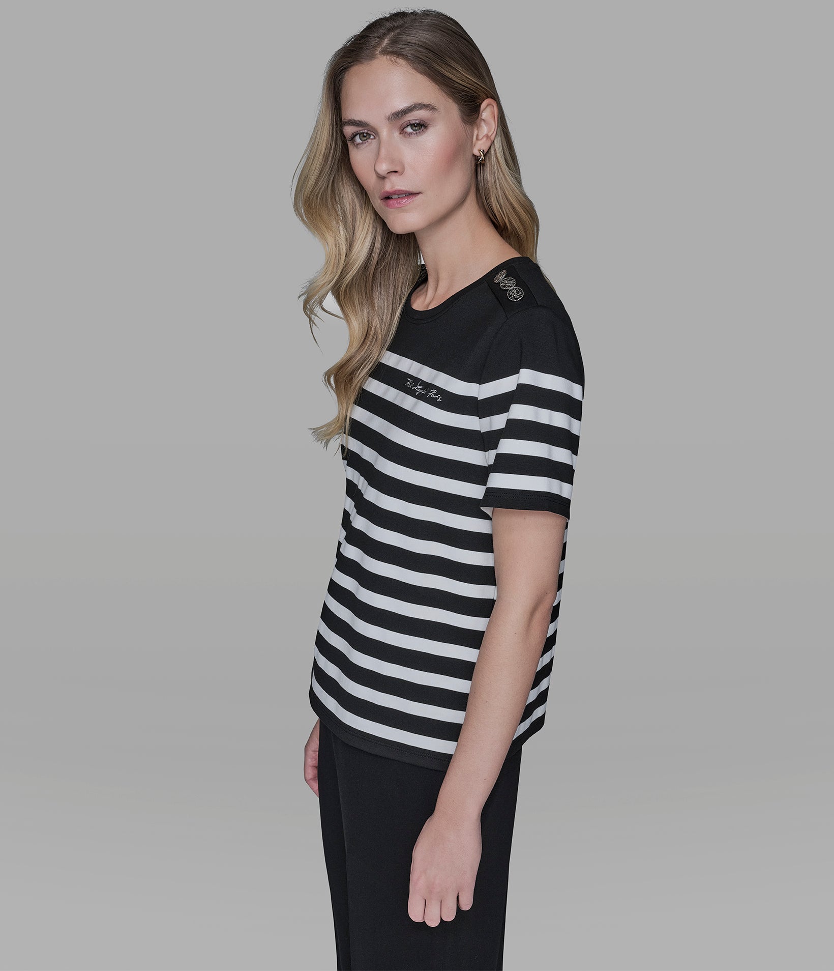SHORT SLEEVE STRIPED KARL TEE VIEW 3 | Women's Tops & Sweaters SHORT SLEEVE STRIPED KARL TEE VIEW 3 | Women's Tops & Sweaters