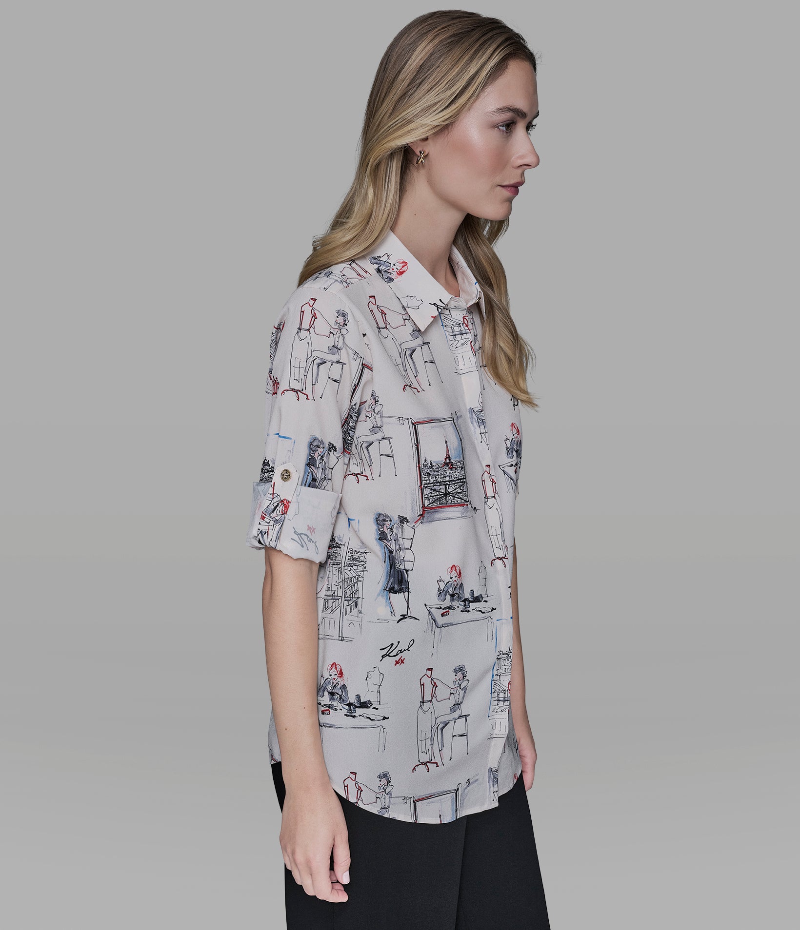 PARIS SKETCH PRINT BLOUSE VIEW 3 PARIS SKETCH PRINT BLOUSE VIEW 3