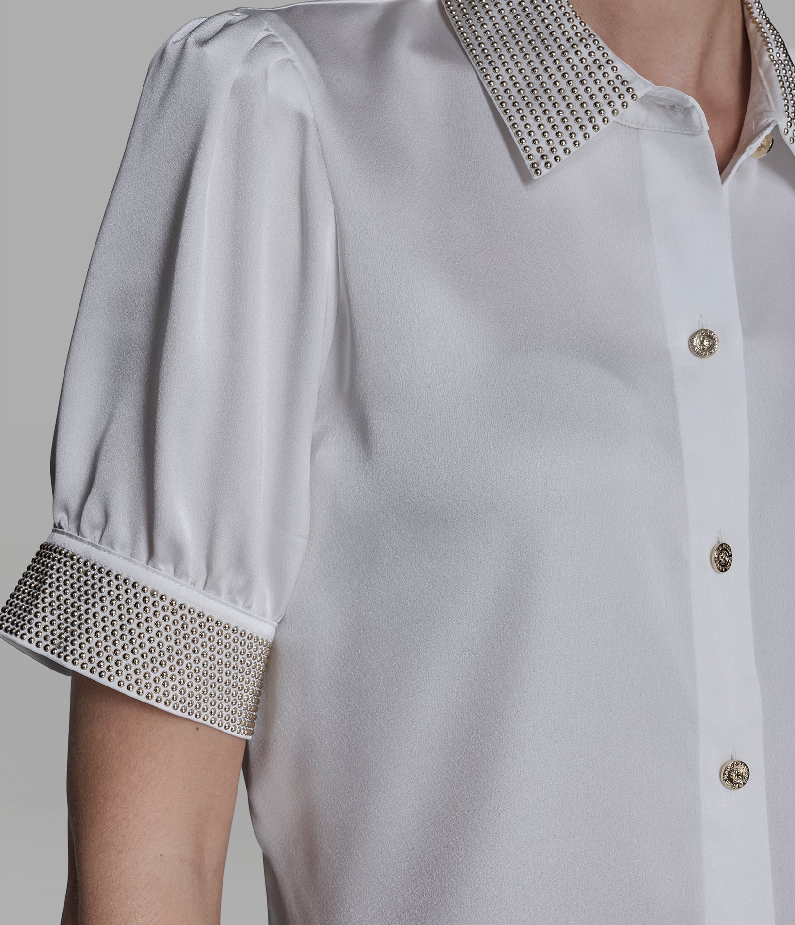BEADED TRIM BUTTON FRONT BLOUSE VIEW 7 | Women's Spring Collection BEADED TRIM BUTTON FRONT BLOUSE VIEW 7 | Women's Spring Collection