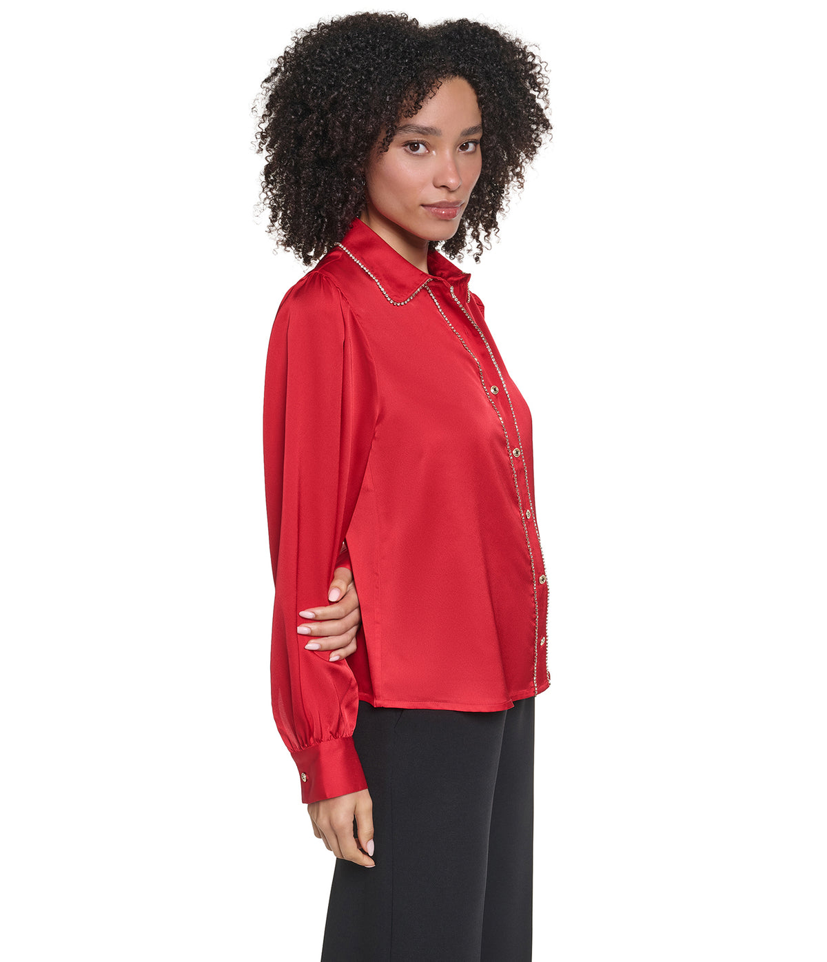 EMBELLISHED BUTTON DOWN VIEW 3 | New Women's Clothing EMBELLISHED BUTTON DOWN VIEW 3 | New Women's Clothing