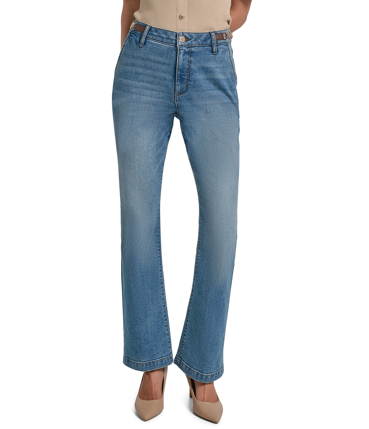 KL BELTED DENIM JEANS VIEW 2 KL BELTED DENIM JEANS VIEW 2