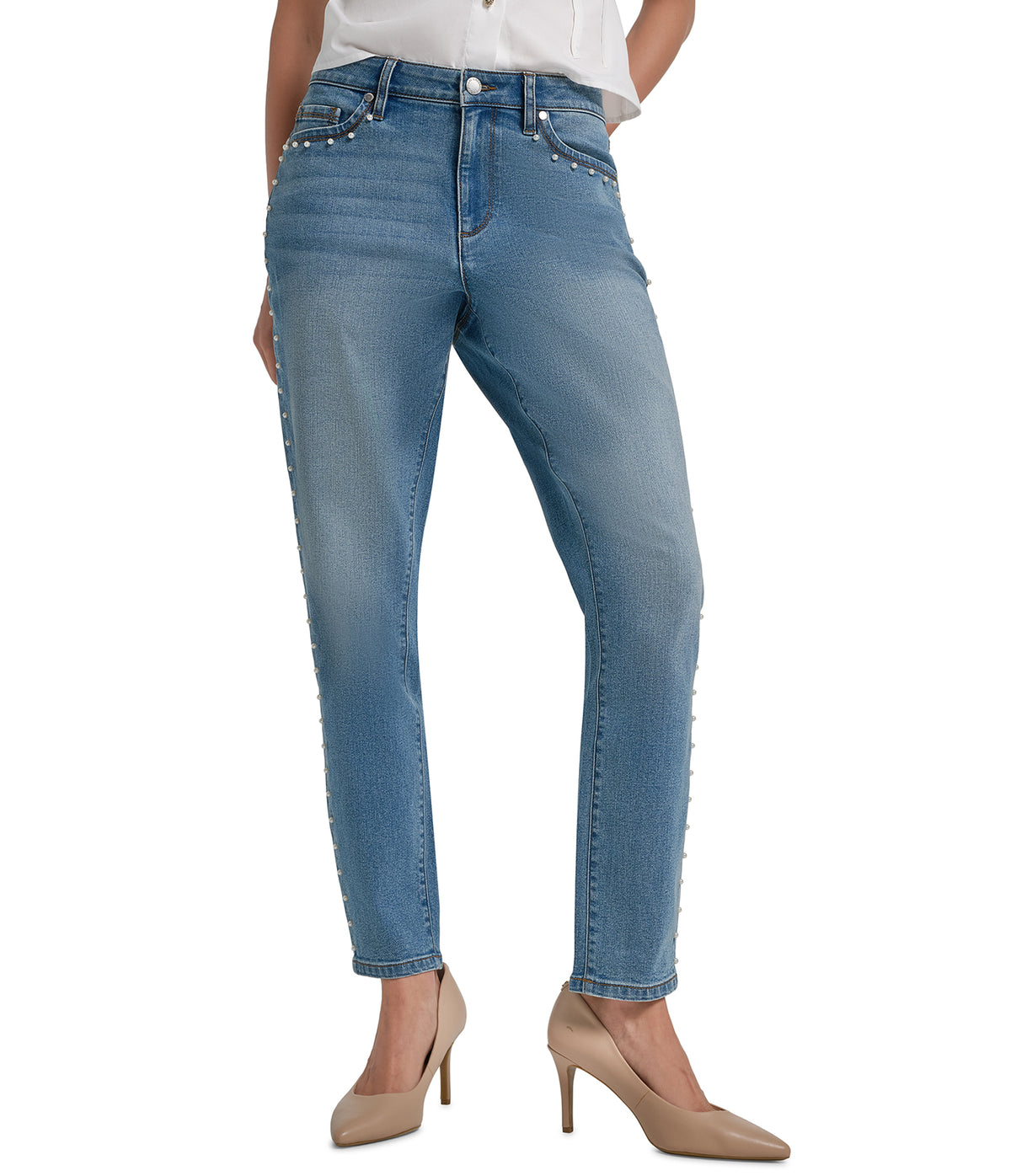 PEARL TRIM DENIM VIEW 1 PEARL TRIM DENIM VIEW 1