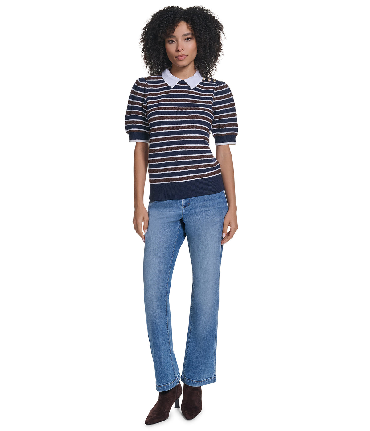 SHORT SLEEVE STRIPED SWEATER VIEW 5 SHORT SLEEVE STRIPED SWEATER VIEW 5