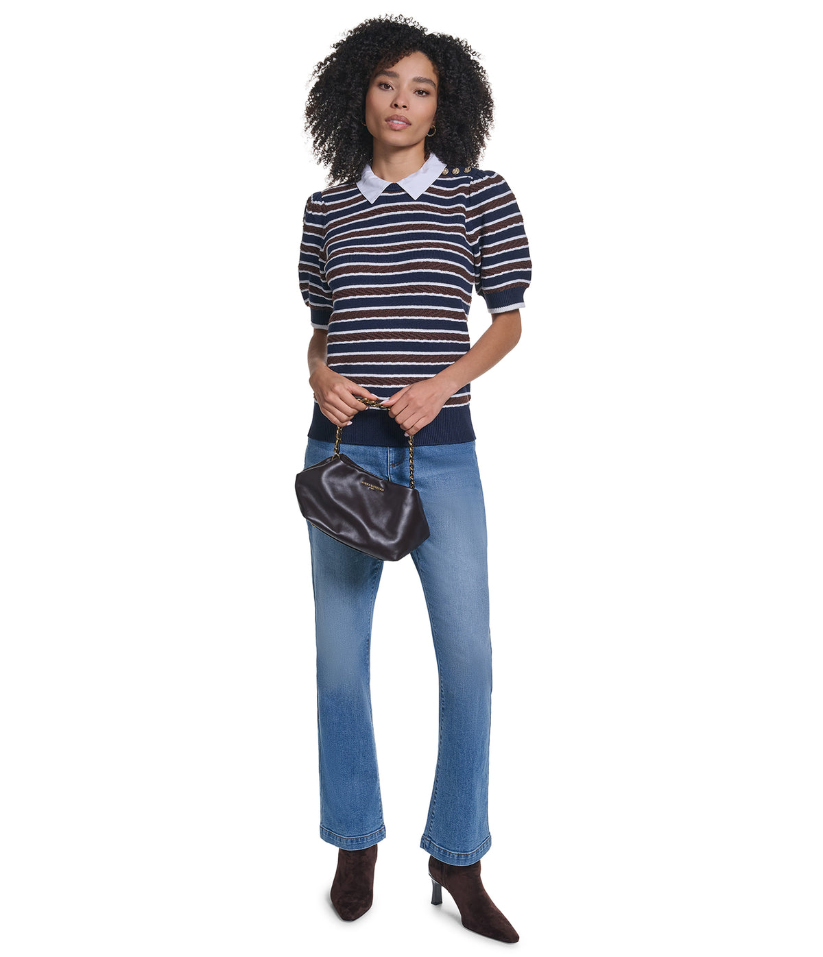 SHORT SLEEVE STRIPED SWEATER VIEW 4 SHORT SLEEVE STRIPED SWEATER VIEW 4