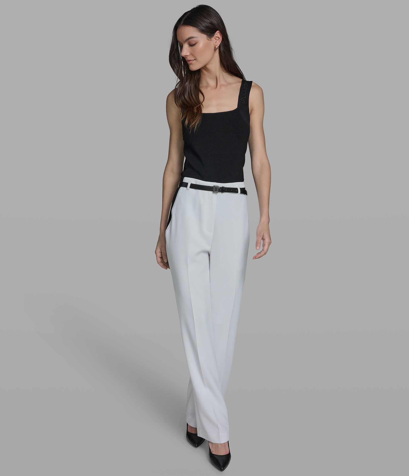 BELTED PANT WITH CONTRAST TRIM VIEW 4 BELTED PANT WITH CONTRAST TRIM VIEW 4