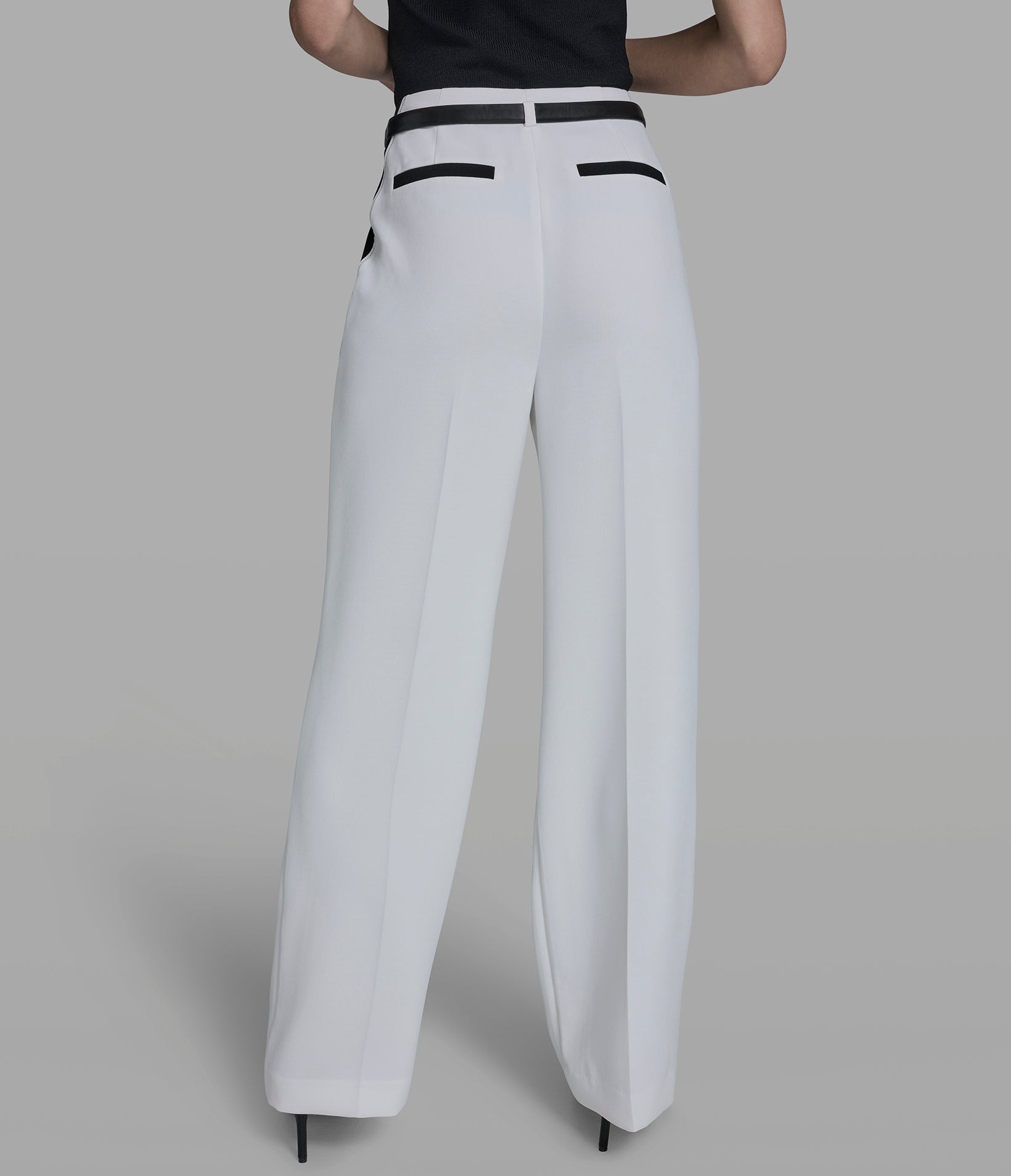 BELTED PANT WITH CONTRAST TRIM VIEW 3 BELTED PANT WITH CONTRAST TRIM VIEW 3