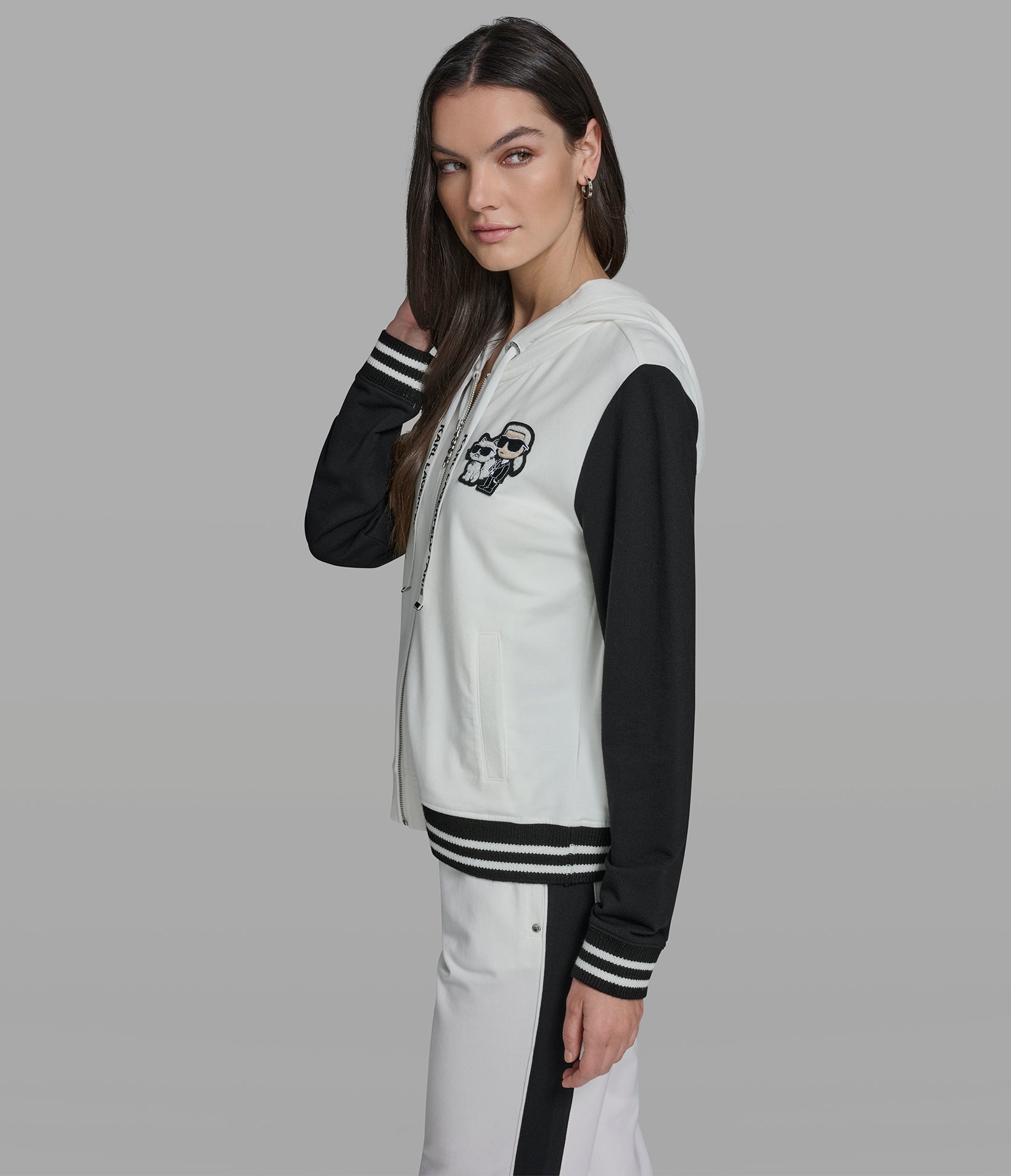 DUO PATCH ZIP UP HOODIE VIEW 3 | Women's Tops & Sweaters DUO PATCH ZIP UP HOODIE VIEW 3 | Women's Tops & Sweaters