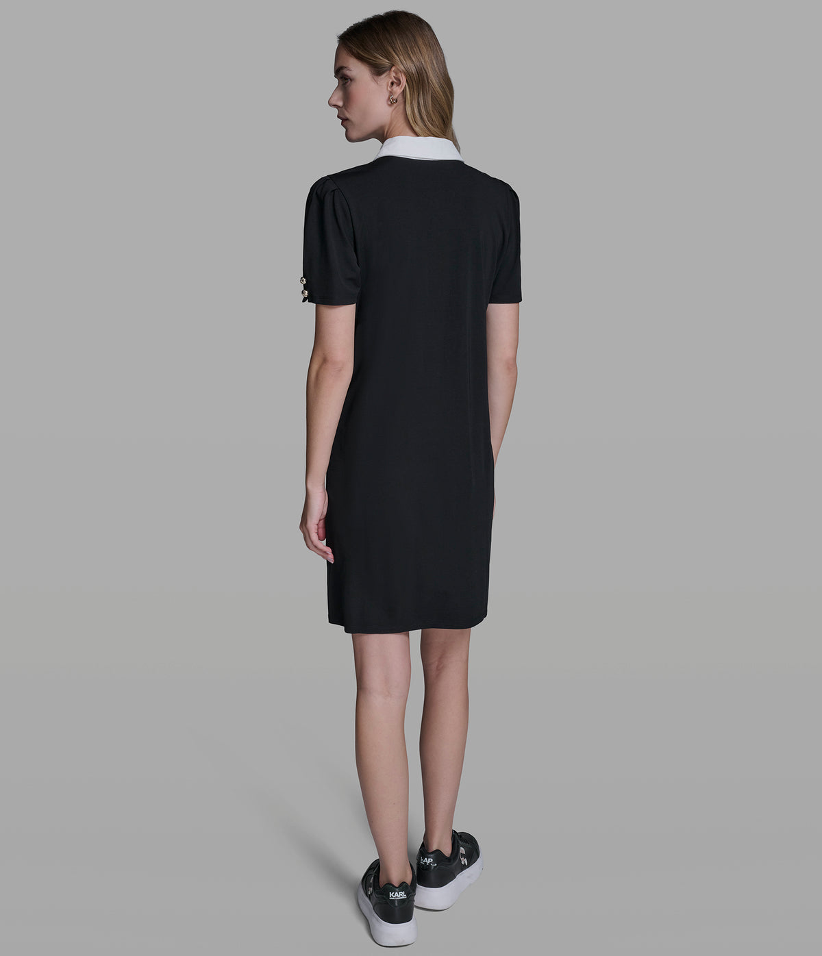 Karl Lagerfeld Paris Women's Knit Collared Polo Dress - Black - XS Karl Lagerfeld Paris Women's Knit Collared Polo Dress - Black - XS