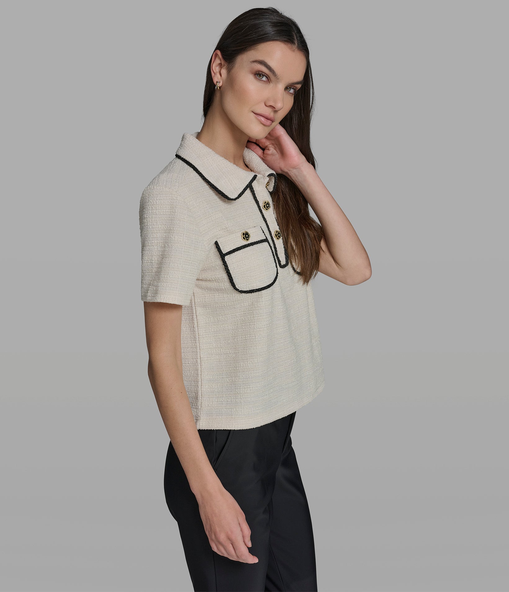 KNIT TWEED POLO VIEW 3 | Women's Tops & Sweaters KNIT TWEED POLO VIEW 3 | Women's Tops & Sweaters