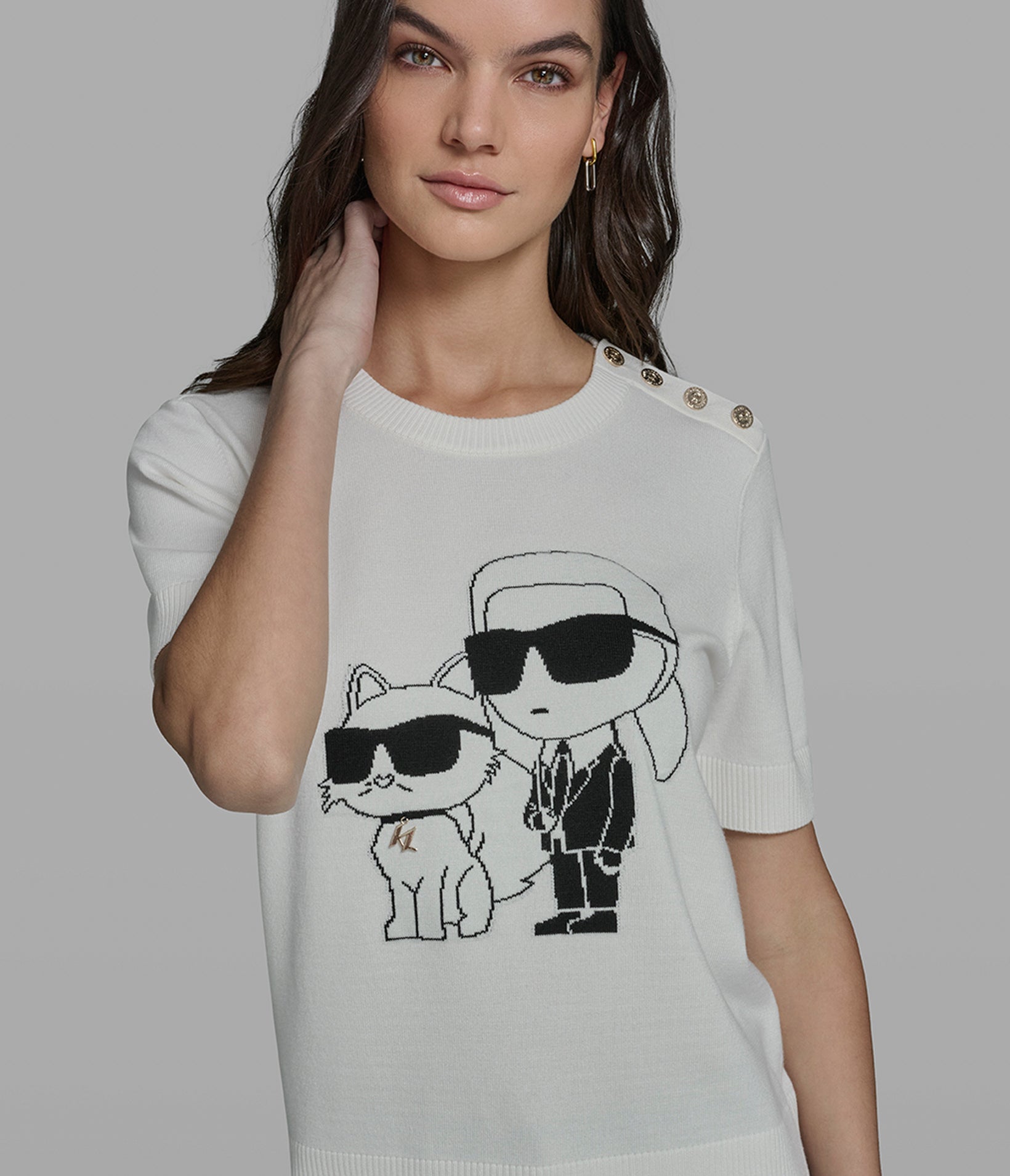 SHORT SLEEVE DUO SWEATER View 1 | Women's Clothing SHORT SLEEVE DUO SWEATER View 1 | Women's Clothing