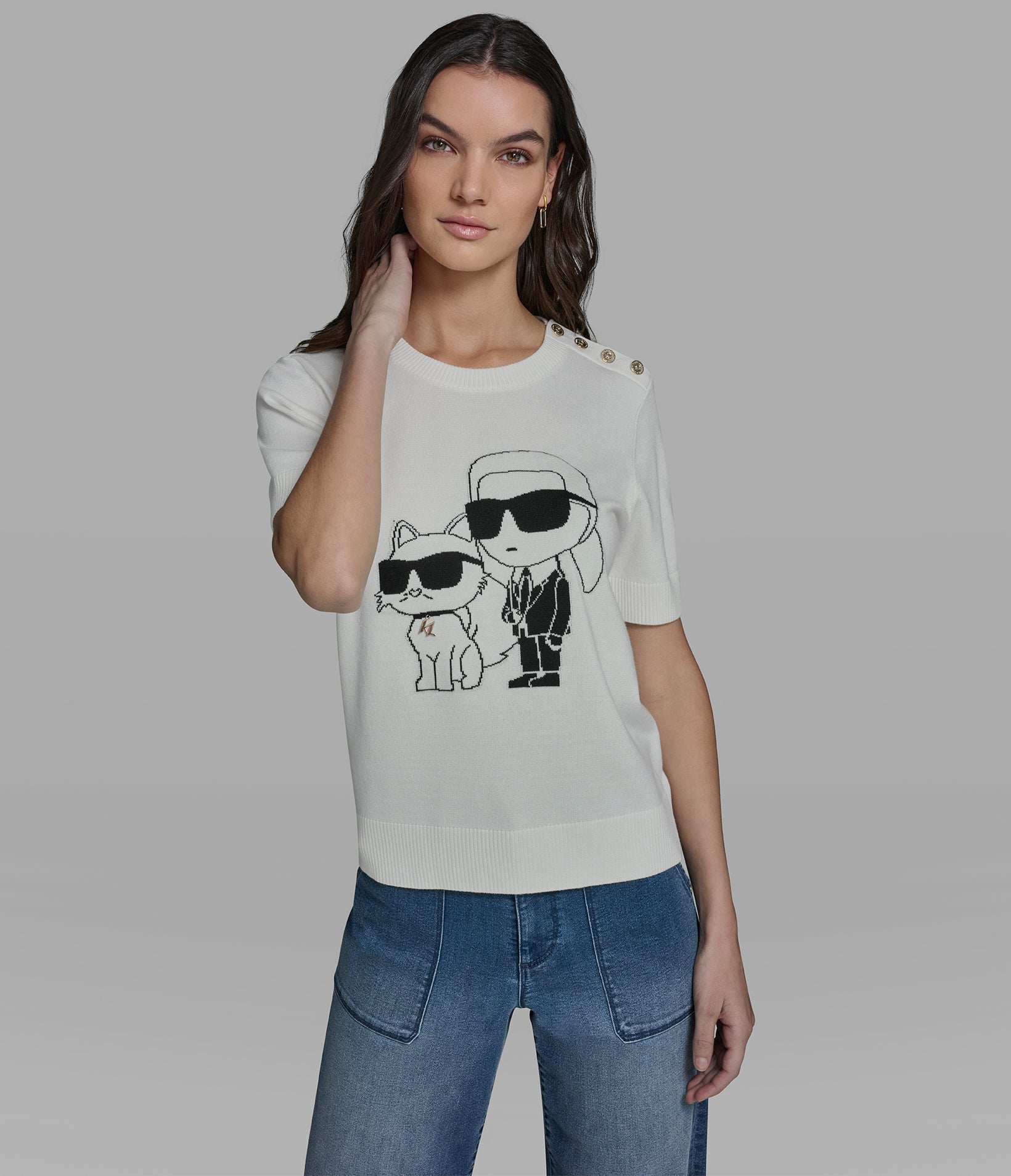 SHORT SLEEVE DUO SWEATER VIEW 4 | Women's Tops & Sweaters SHORT SLEEVE DUO SWEATER VIEW 4 | Women's Tops & Sweaters