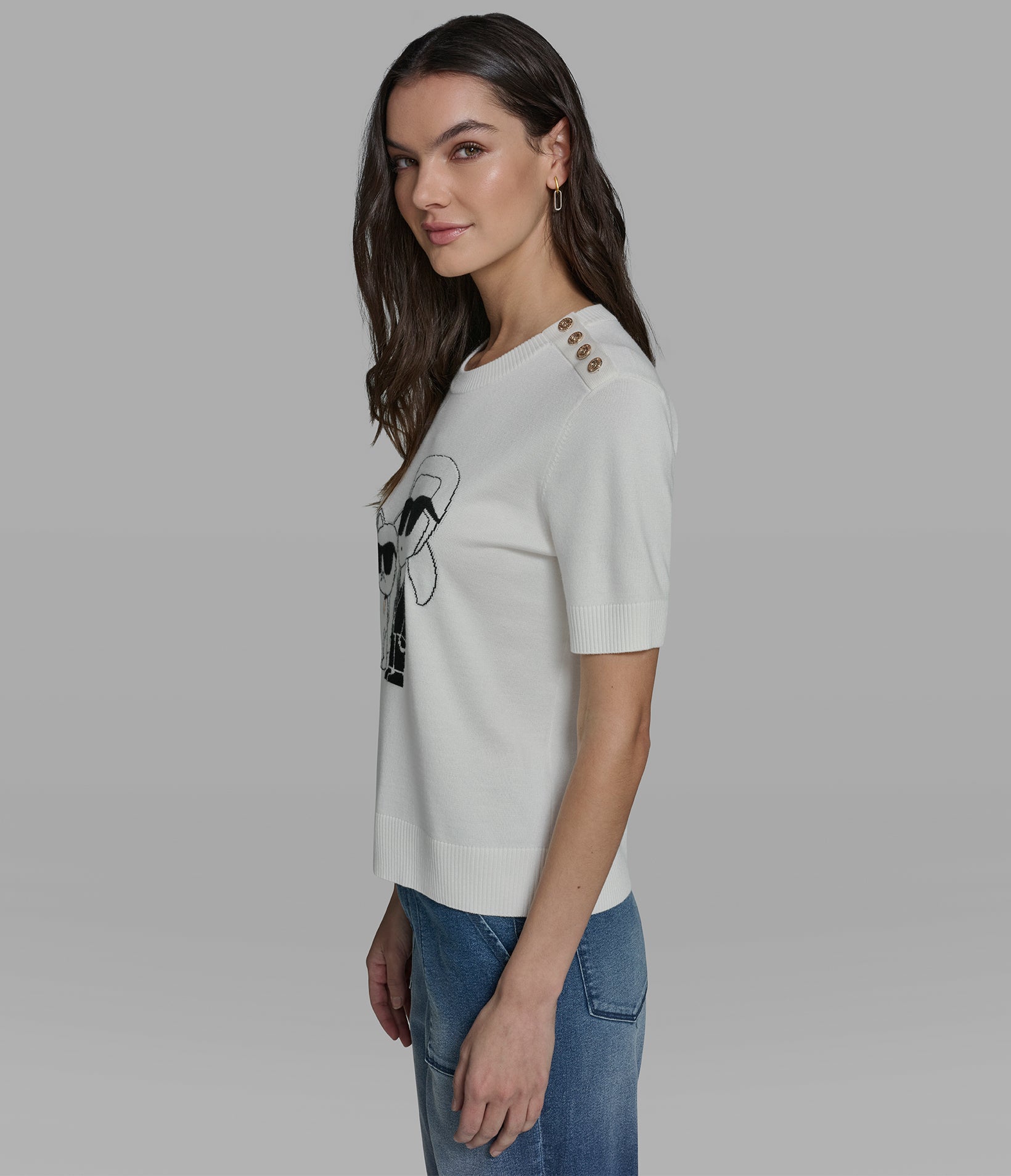 SHORT SLEEVE DUO SWEATER VIEW 3 | Women's Tops & Sweaters SHORT SLEEVE DUO SWEATER VIEW 3 | Women's Tops & Sweaters